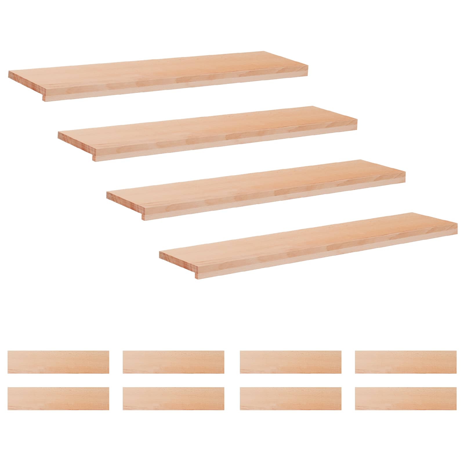 Trapmatten 12 st Naturel 110 x 25 x 2 cm Massief beukenhout image 1
