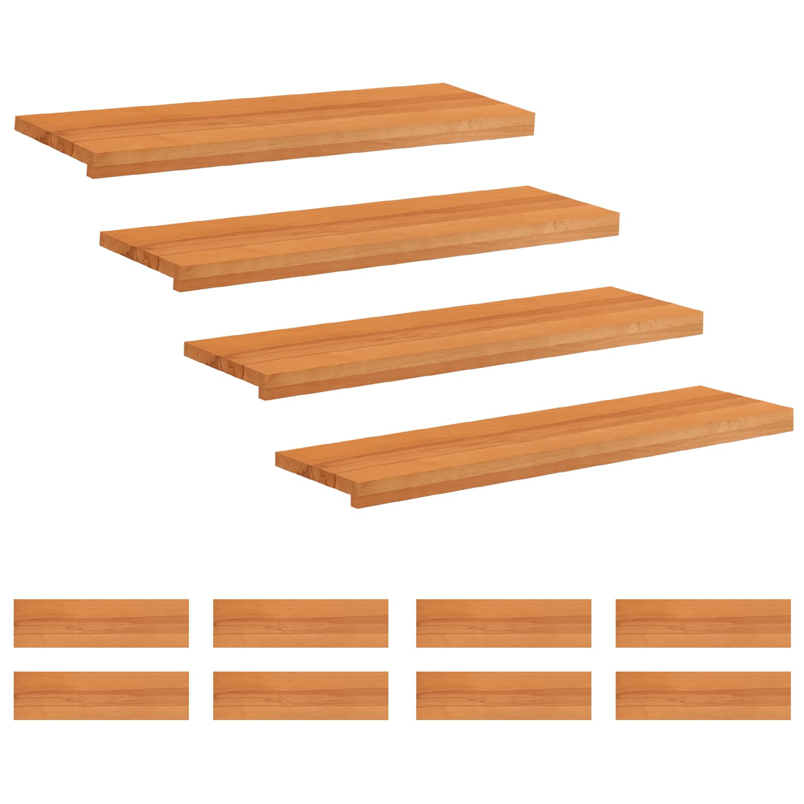 Trapmatten 12 st Licht Bruin 100 x 25 x 2 cm Massief beukenhout image 1
