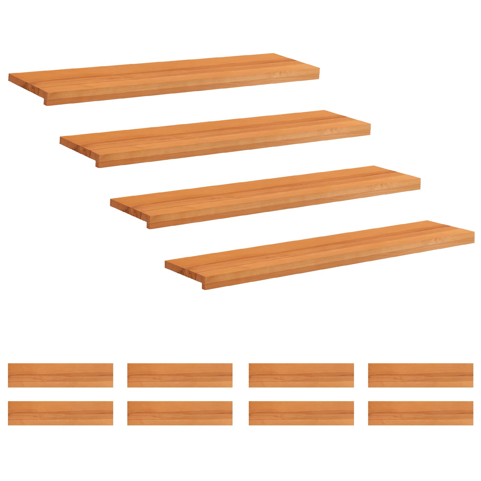 Trapmatten 12 st Licht Bruin 110 x 25 x 2 cm Massief beukenhout image 1