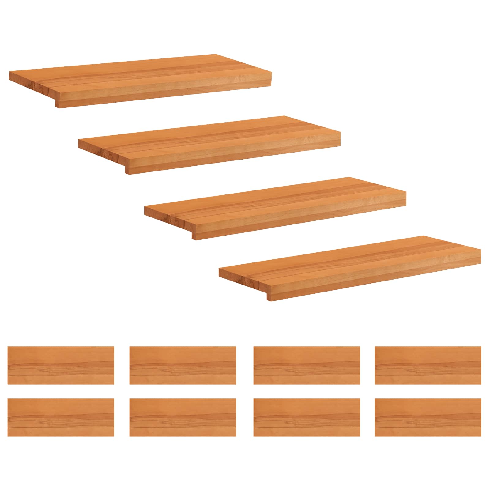 Trapmatten 12 st Licht Bruin 80 x 30 x 2 cm Massief beukenhout image 1