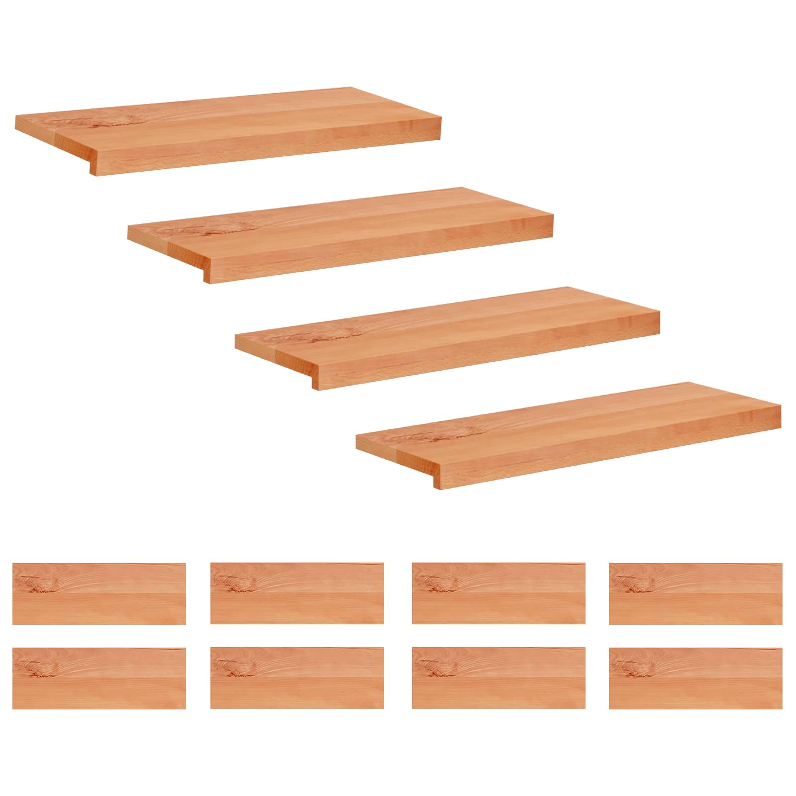 Trapmatten 12 st Lak 80 x 30 x 2 cm Massief beukenhout image 1