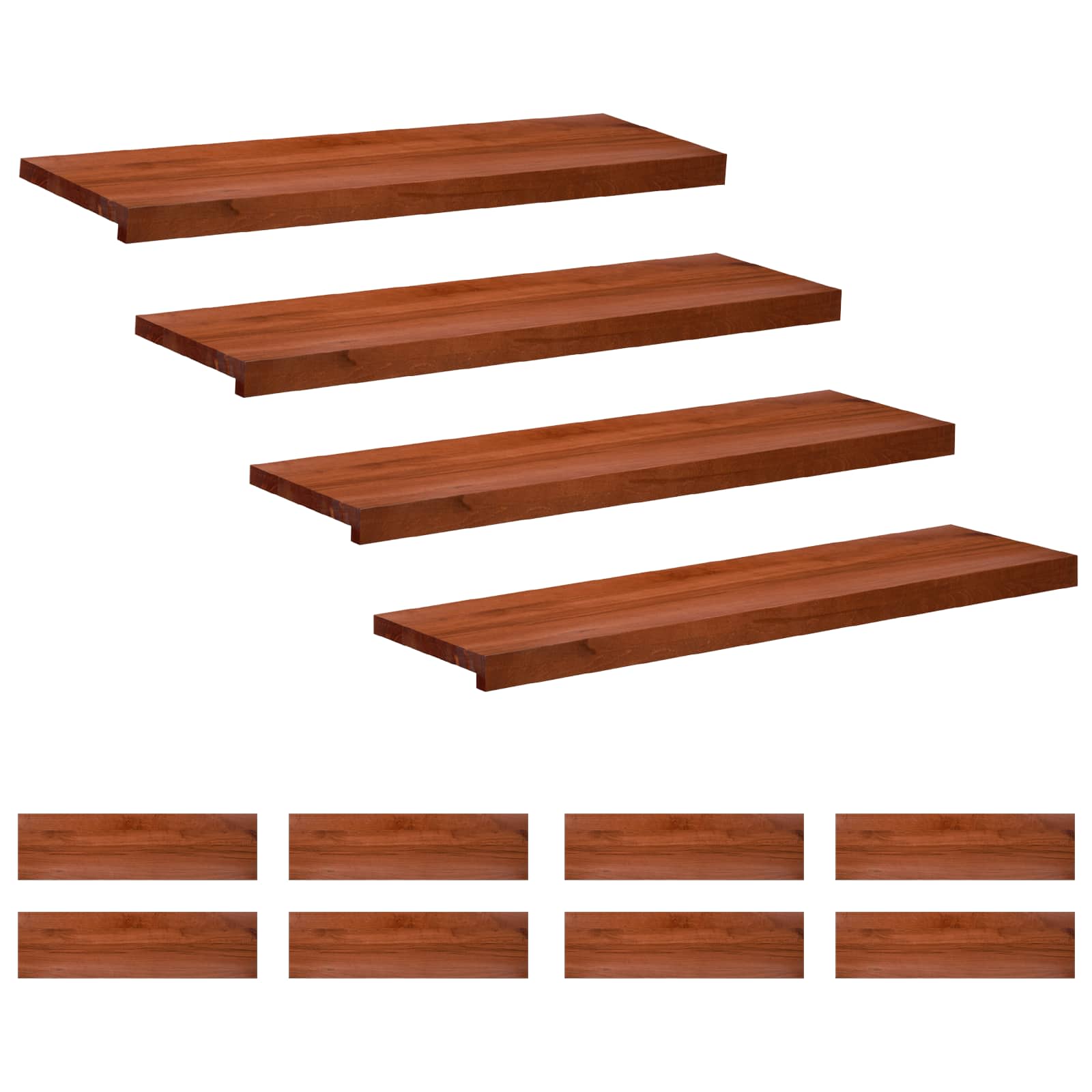 Traplopers 12 st 90 x 25 x 2 cm Bruin Massief beukenhout image 1