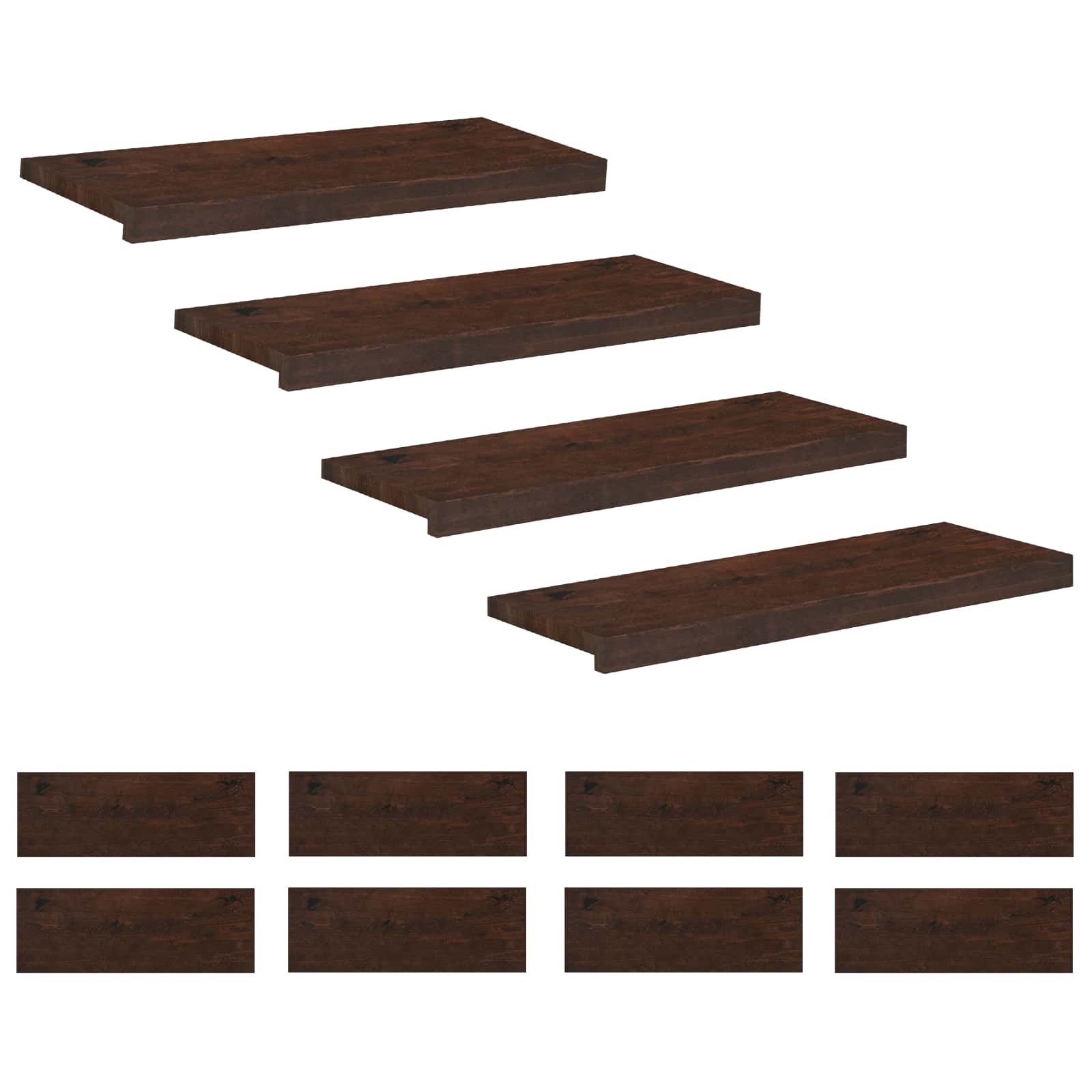Traplopers 12 st 80 x 25 x 2 cm Donkerbruin Massief beukenhout image 1