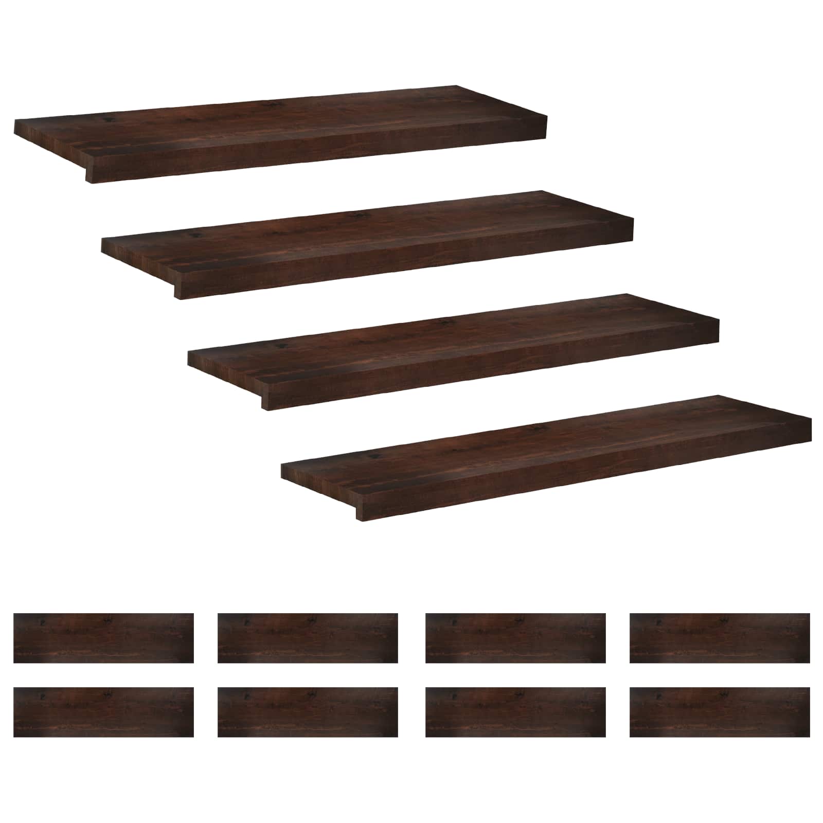 Traplopers 12 st 100 x 25 x 2 cm Donkerbruin Massief beukenhout image 2