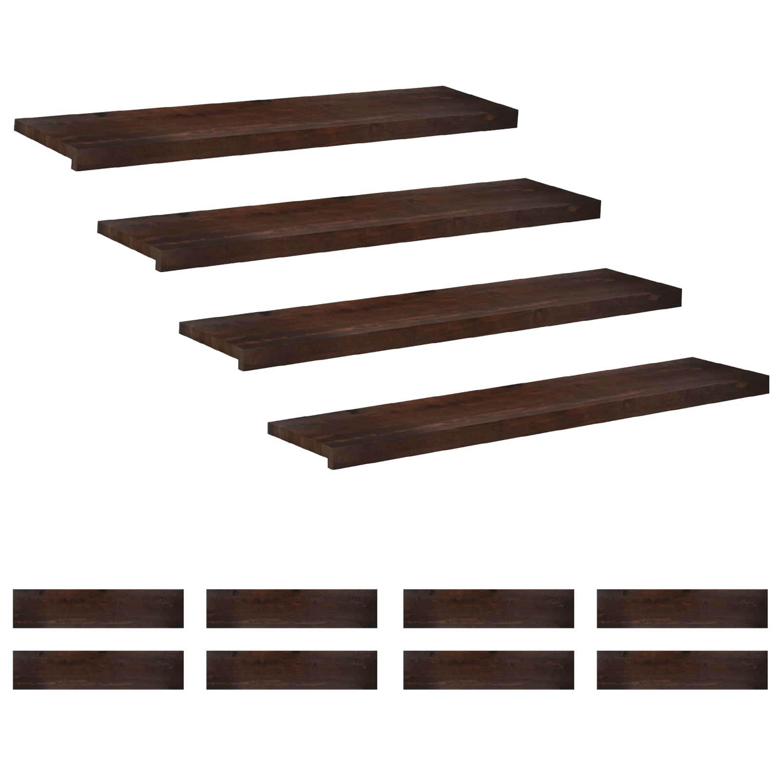 vidaXL Trappetrin 12 stk. 110 x 25 x 2 cm Mørk Brun Solid bøg