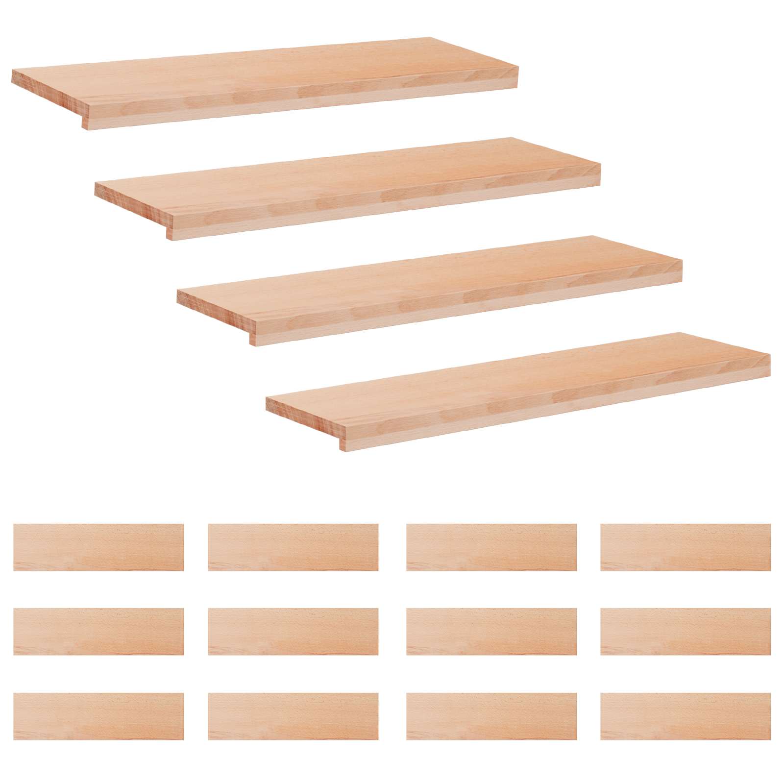 vidaXL Stopnice 16 kos 90 x 25 x 2 cm Naravna Trda bukovina