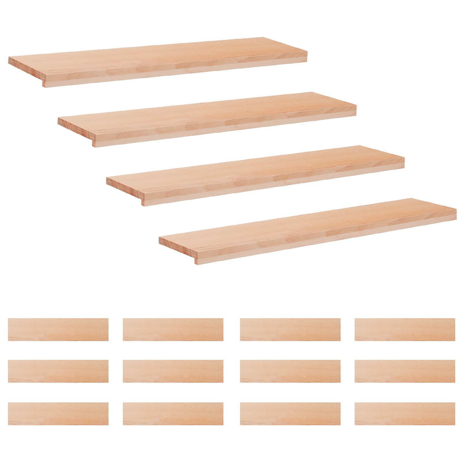 Trapmatten 16 st Naturel 120 x 25 x 2 cm Massief beukenhout image 1
