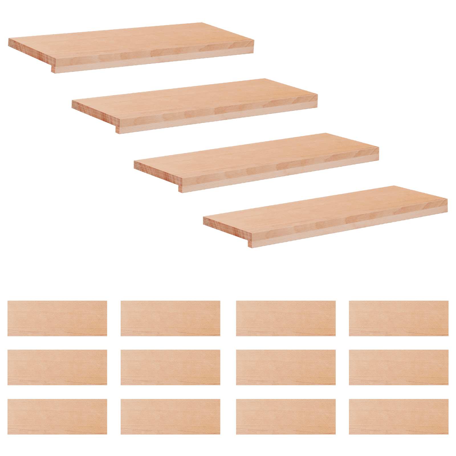 Trapmatten 16 st Naturel 70 x 30 x 2 cm Massief beukenhout image 1