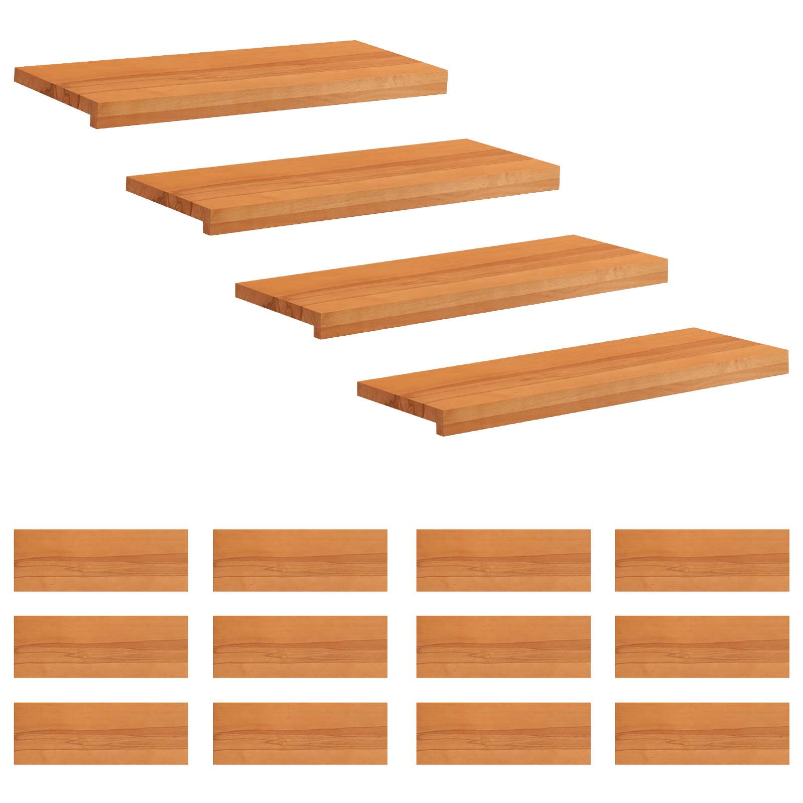 Trapmatten 16 st Licht Bruin 80 x 25 x 2 cm Massief beukenhout image 1