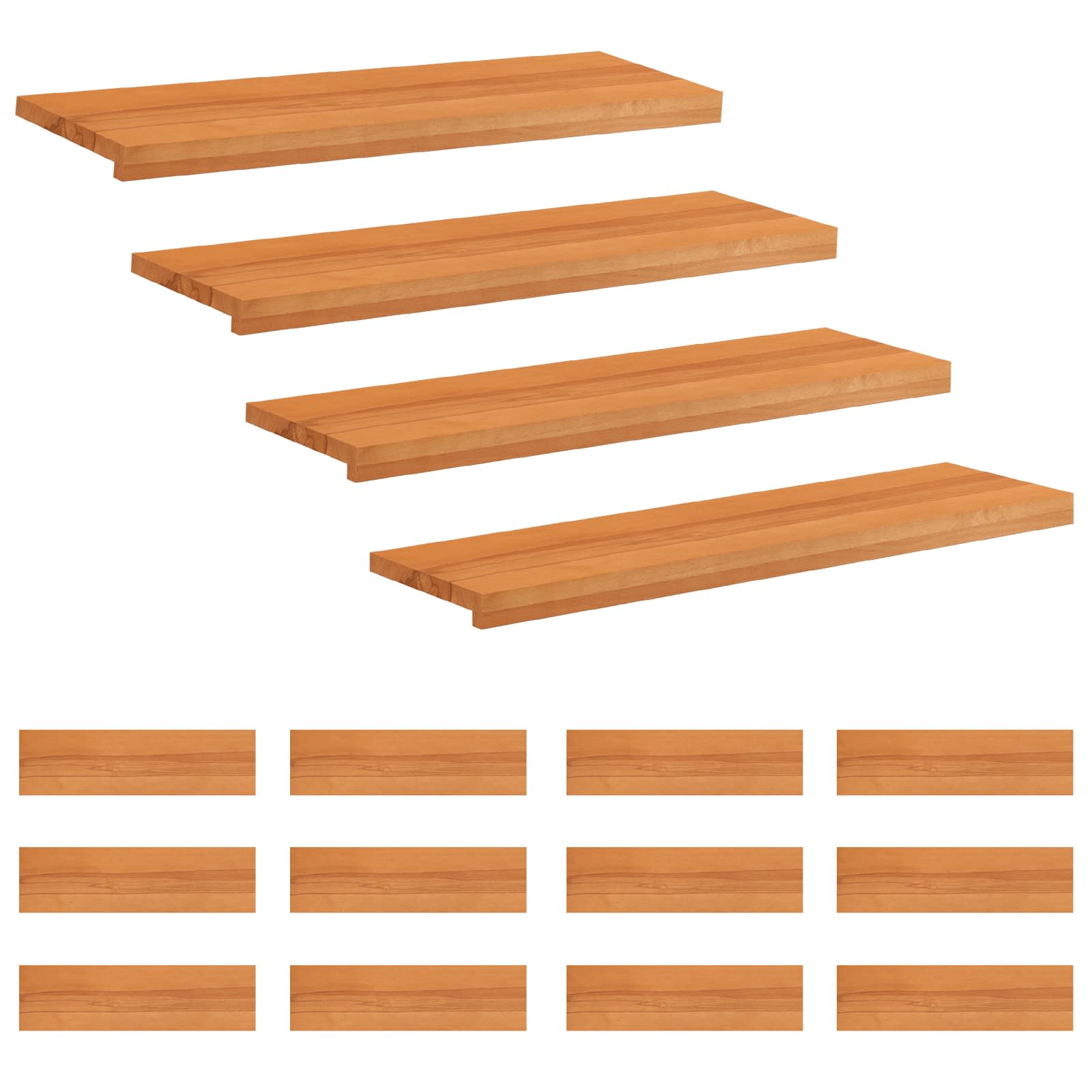 Trapmatten 16 st Licht Bruin 100 x 25 x 2 cm Massief beukenhout image 1