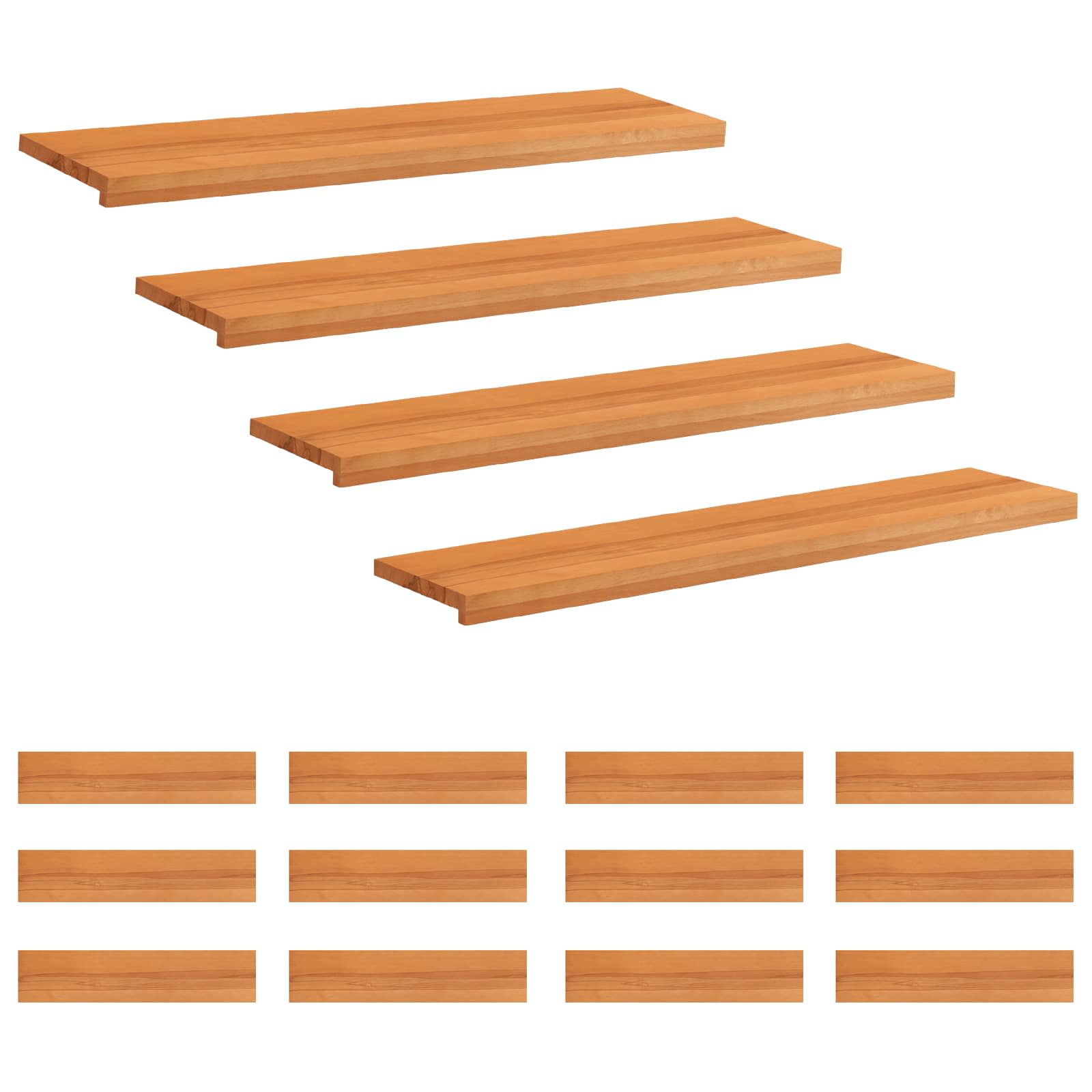 Trapmatten 16 st Licht Bruin 120 x 30 x 2 cm Massief beukenhout image 1