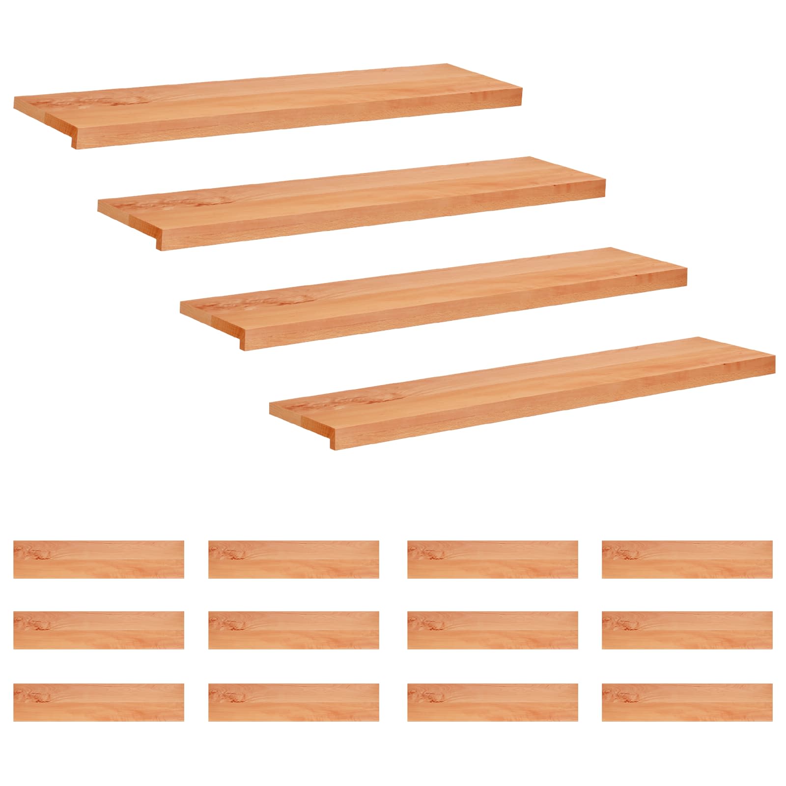 Trapmatten 16 st Lak 120 x 25 x 2 cm Massief beukenhout image 1