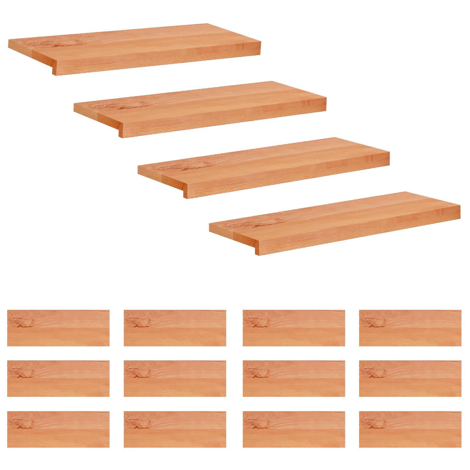 Trapmatten 16 st Lak 80 x 30 x 2 cm Massief beukenhout image 1