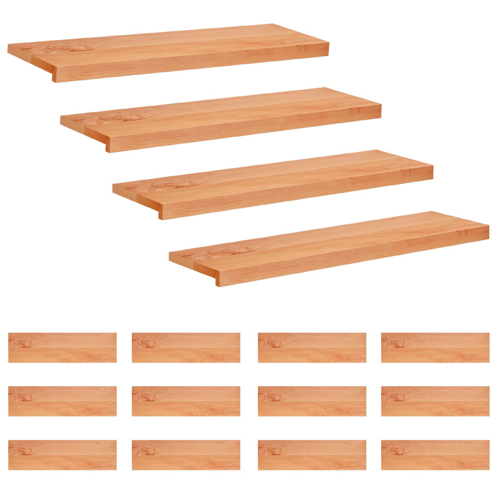 Trapmatten 16 st Lak 90 x 30 x 2 cm Massief beukenhout image 1