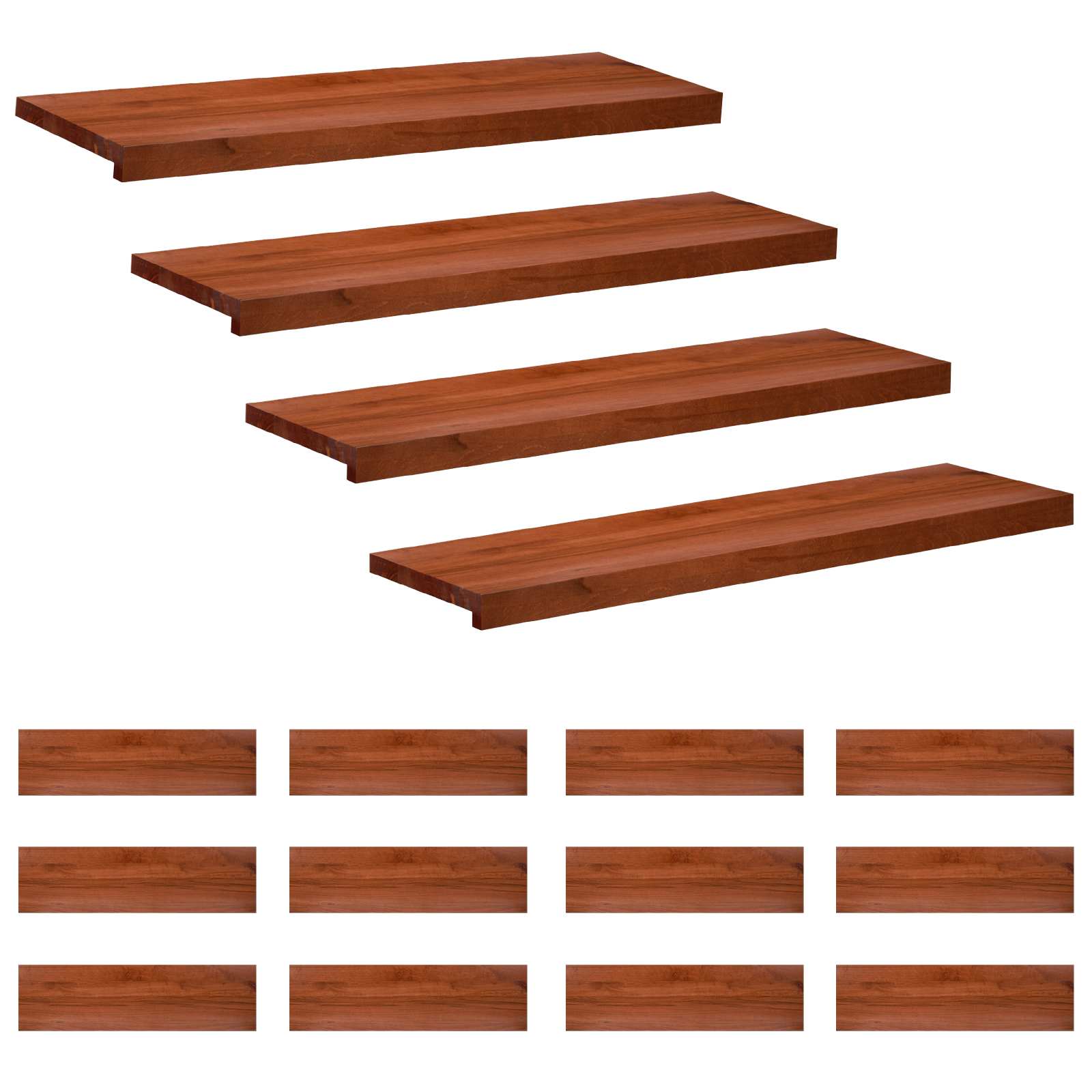 Trapmatten 16 st Bruin 100 x 30 x 2 cm Massief beukenhout image 1
