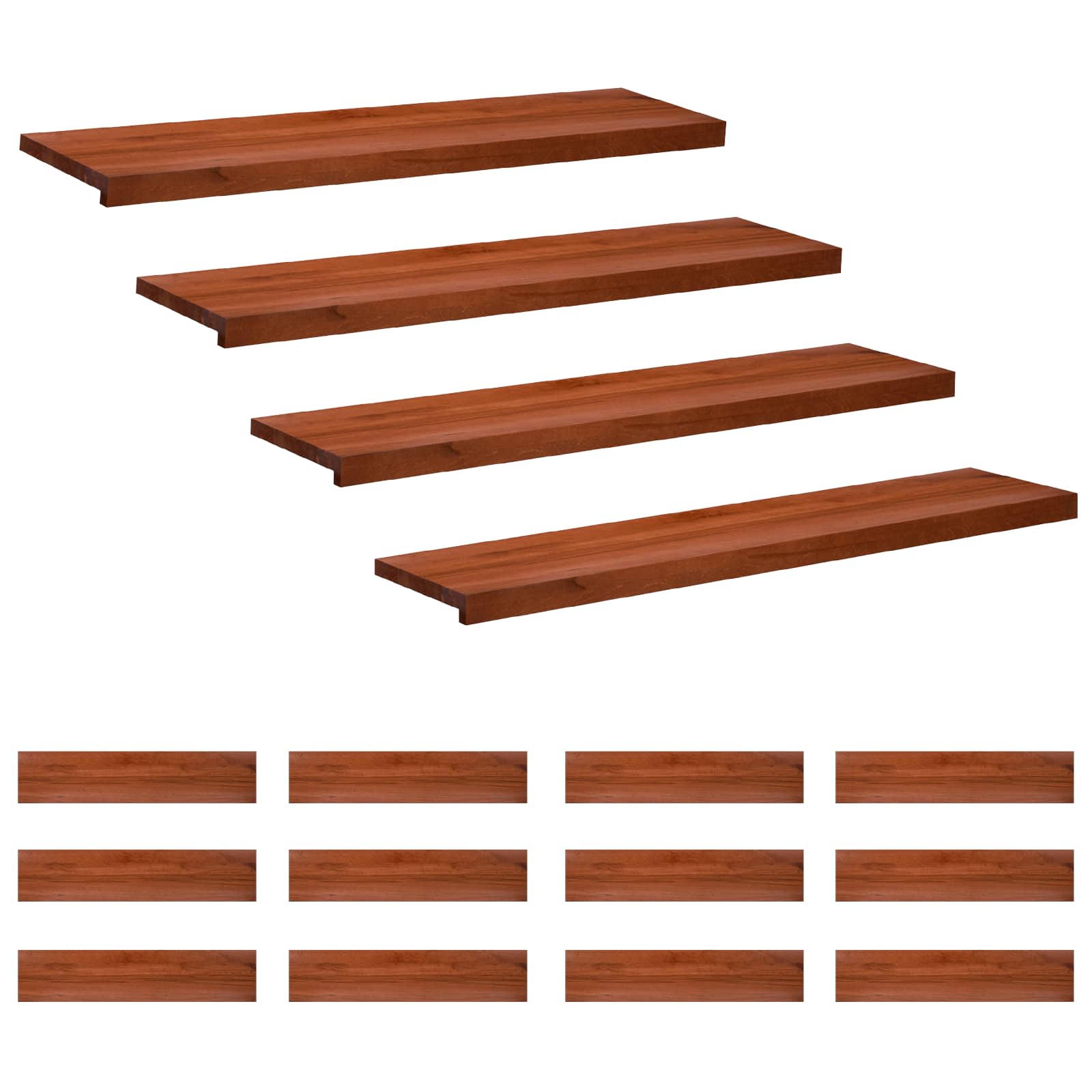 Trapmatten 16 st Bruin 110 x 30 x 2 cm Massief beukenhout image 1
