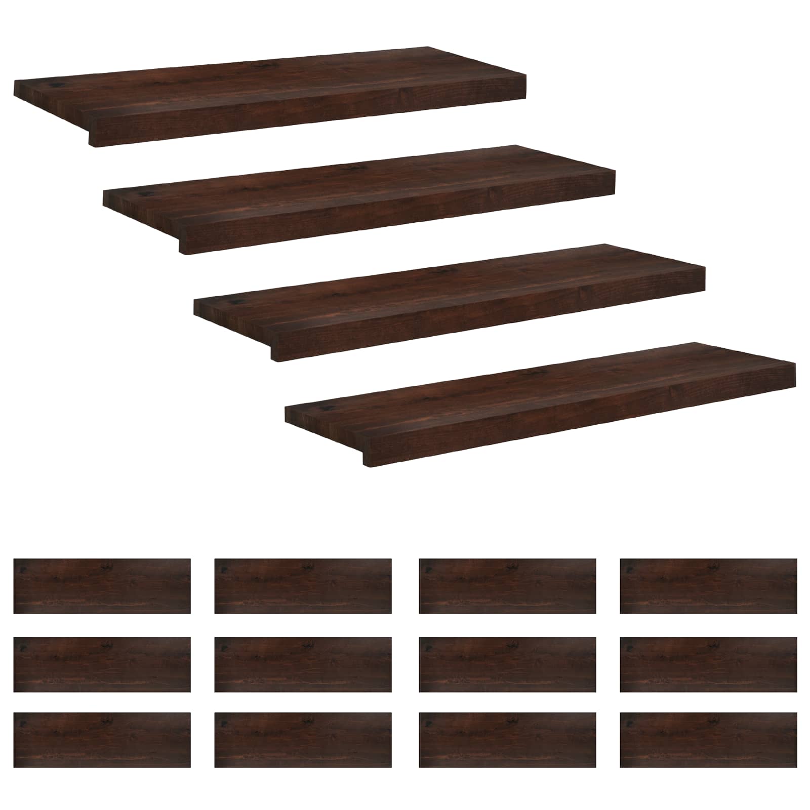 Traplopers 16 st 80 x 25 x 2 cm Donkerbruin Massief beukenhout image 2