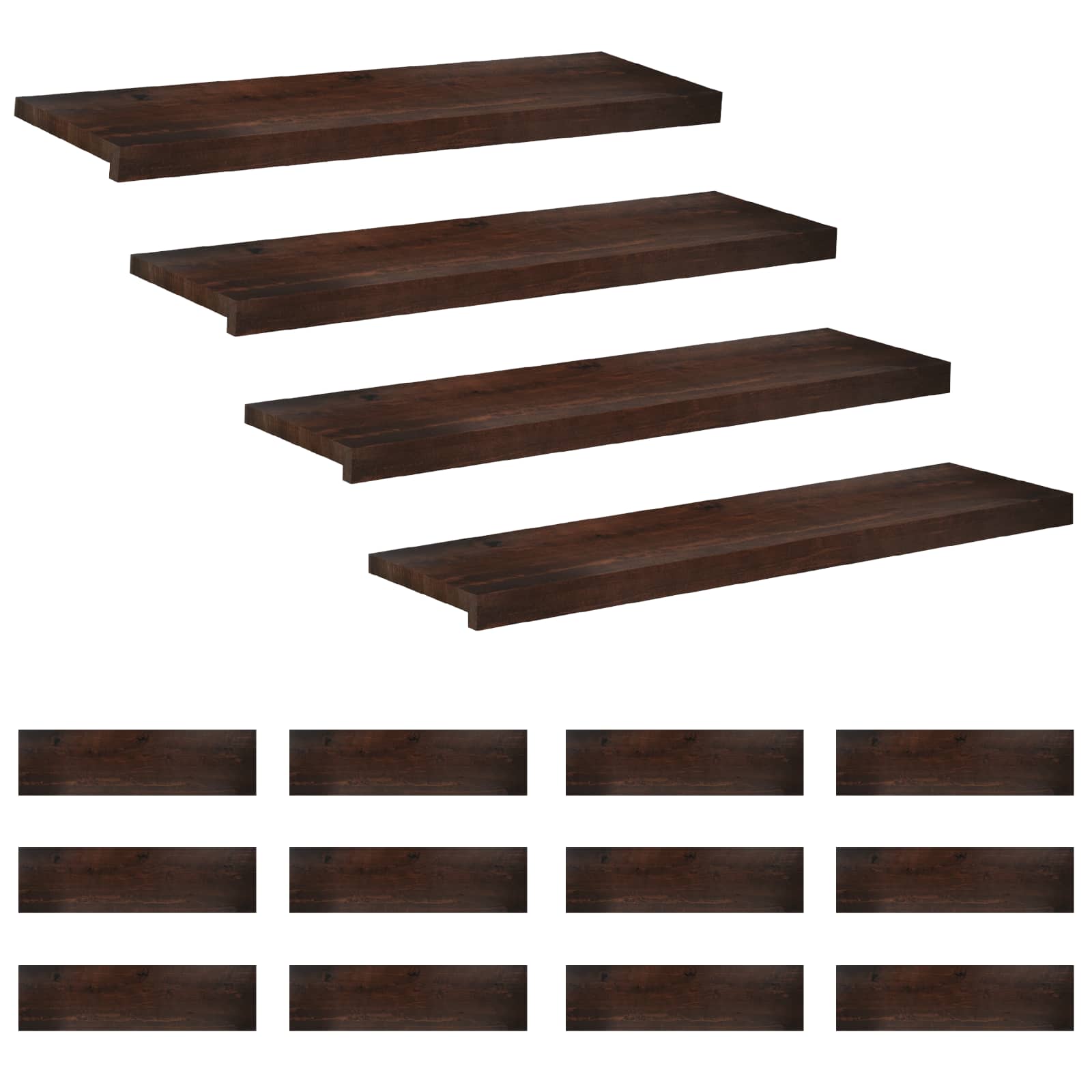 Traplopers 16 st 90 x 25 x 2 cm Donkerbruin Massief beukenhout image 2