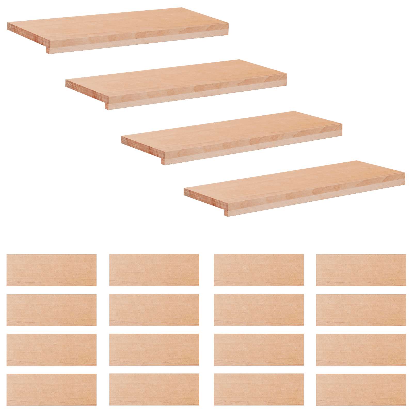 Trapmatten 20 st Naturel 80 x 25 x 2 cm Massief beukenhout image 1