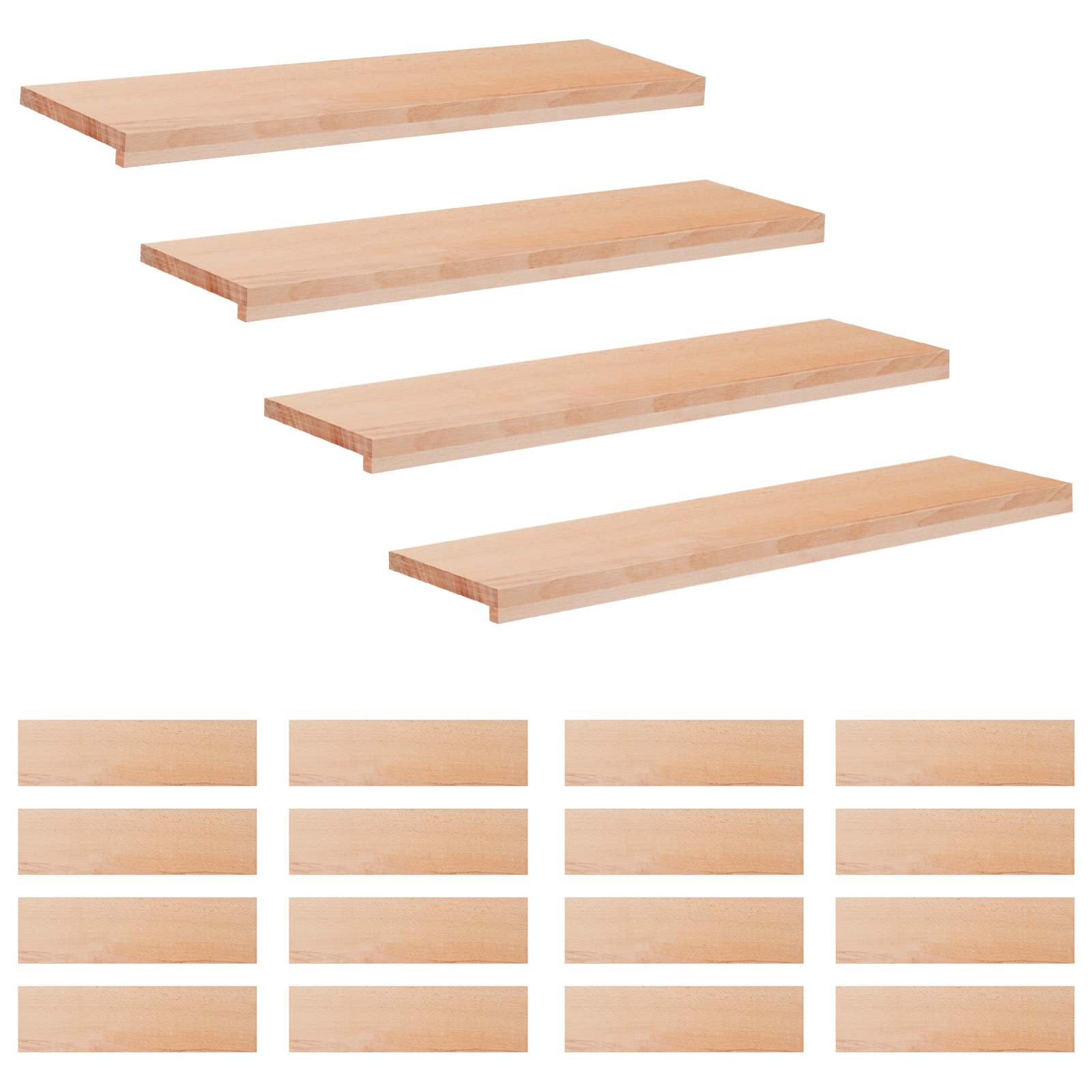 Trapmatten 20 st Naturel 90 x 25 x 2 cm Massief beukenhout image 1