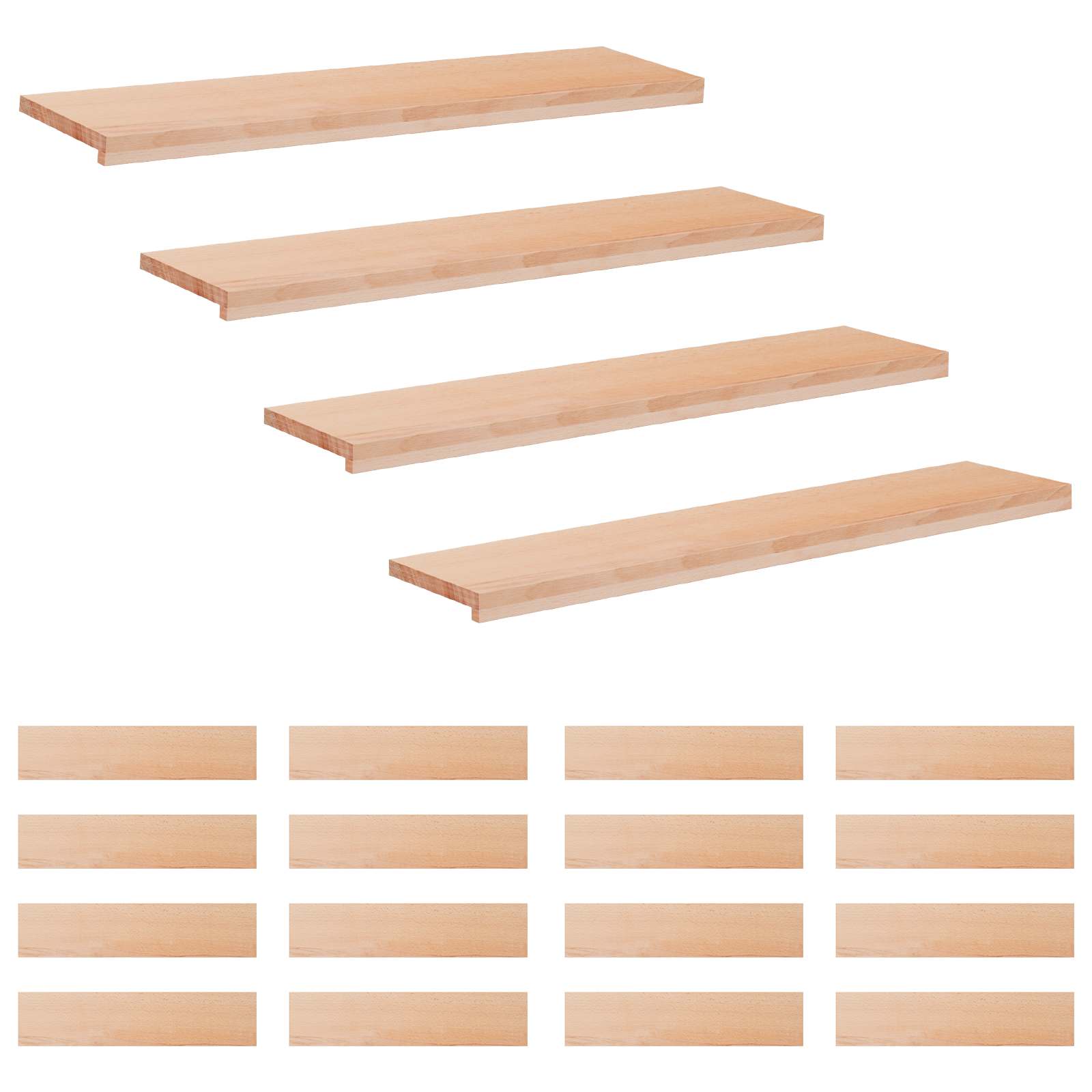 Trapmatten 20 st Naturel 110 x 30 x 2 cm Massief beukenhout image 1