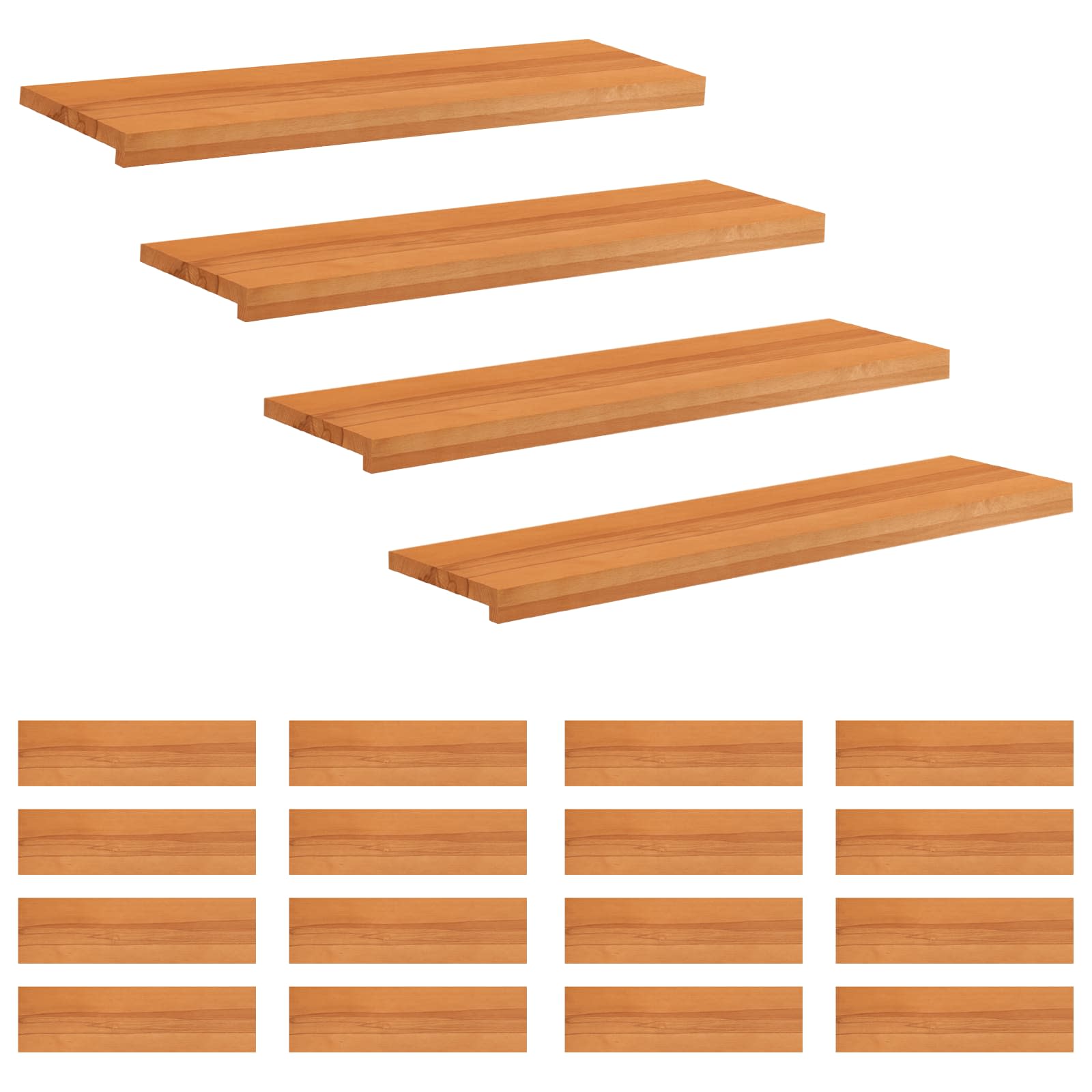 Trapmatten 20 st Licht Bruin 90 x 25 x 2 cm Massief beukenhout image 1