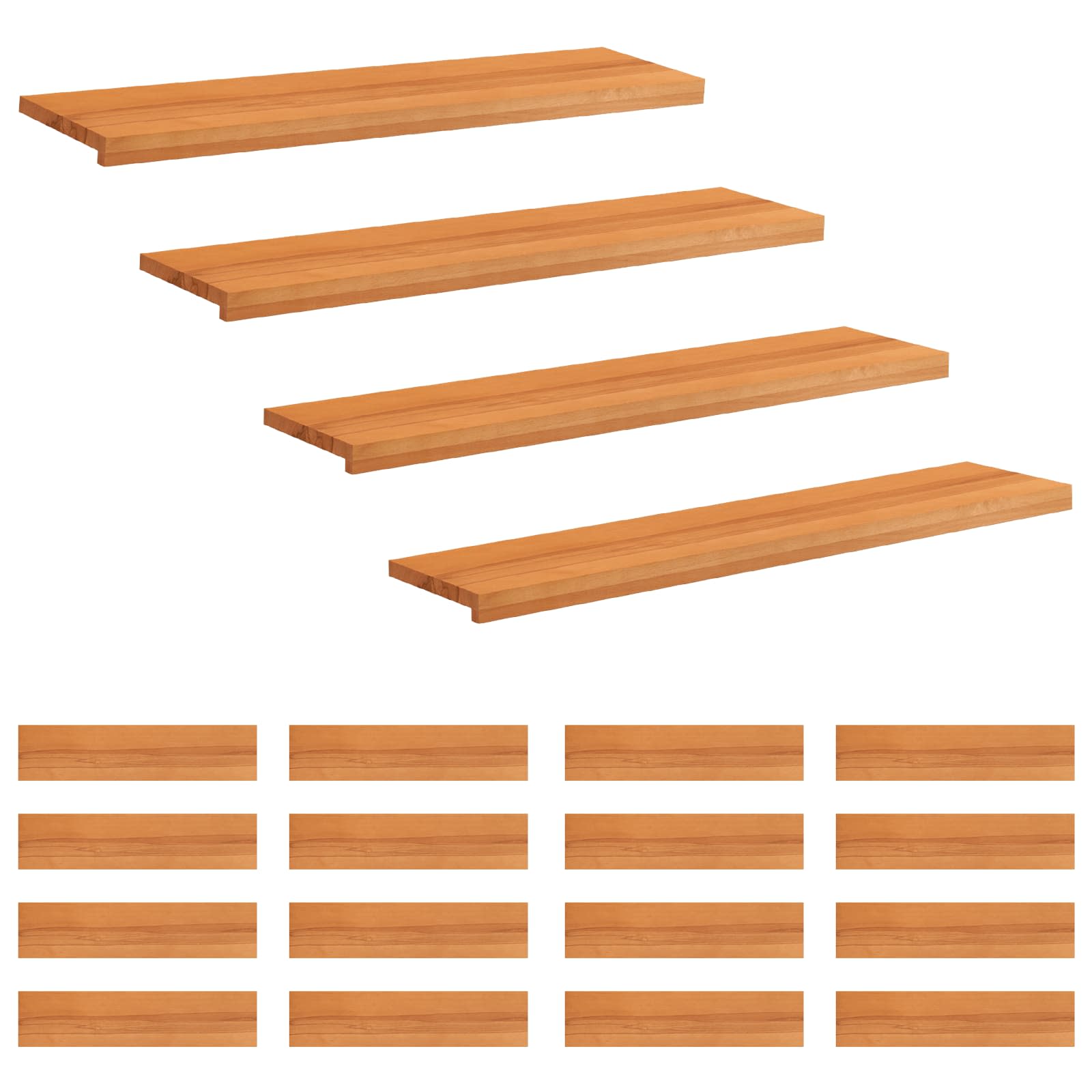Trapmatten 20 st Licht Bruin 110 x 25 x 2 cm Massief beukenhout image 1