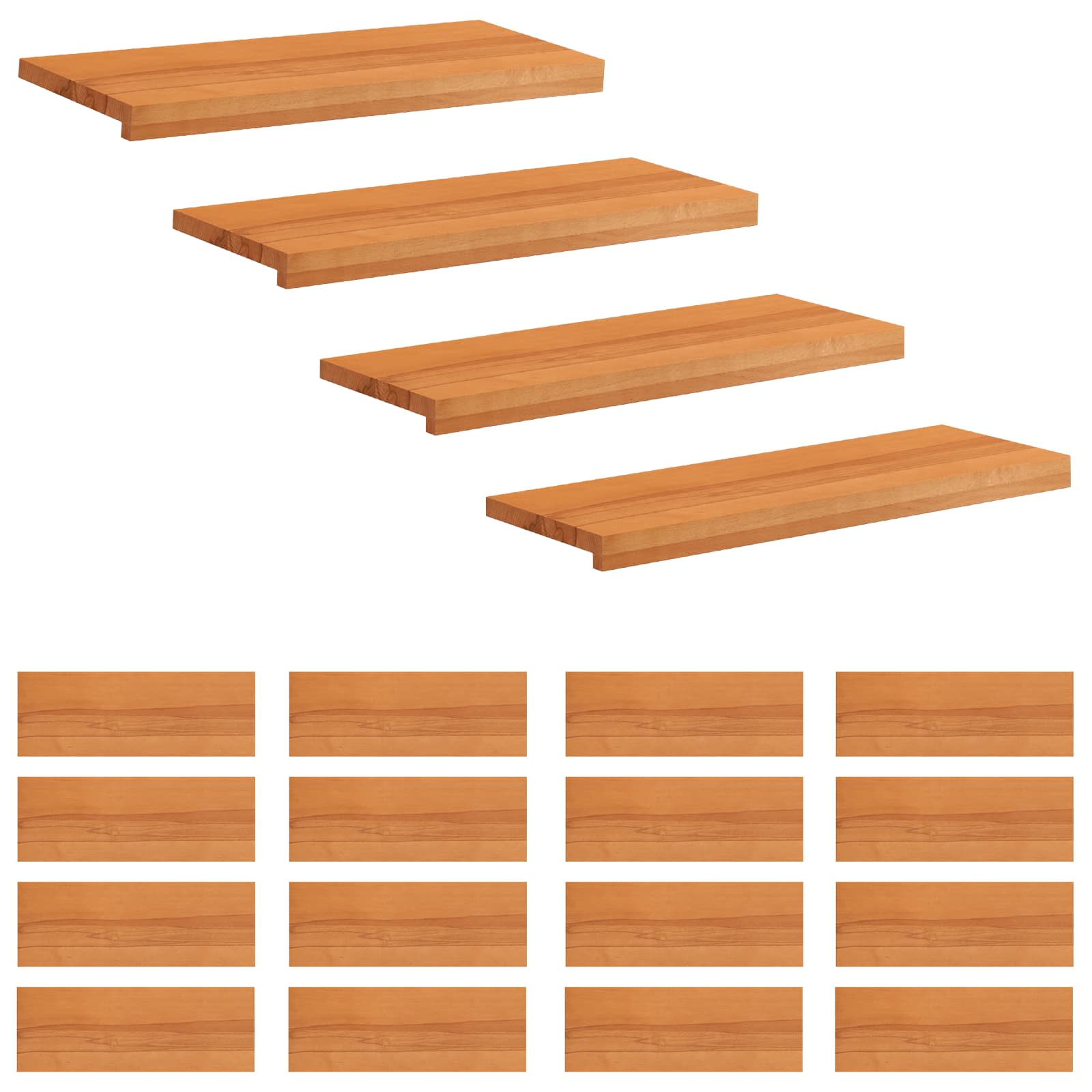 Trapmatten 20 st Licht Bruin 70 x 30 x 2 cm Massief beukenhout image 1