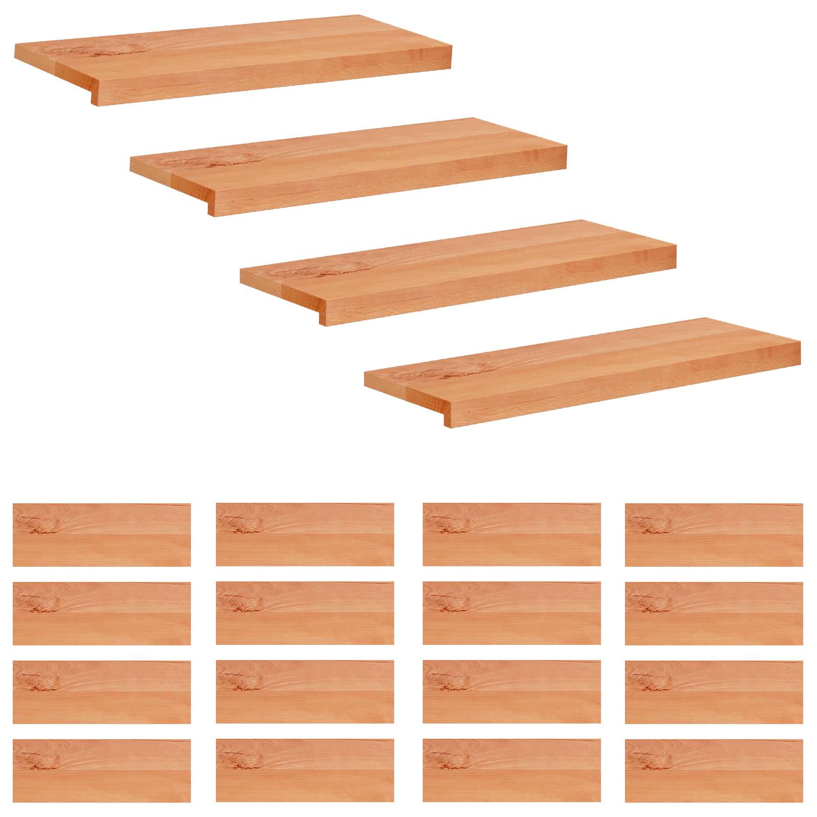 Trapmatten 20 st Lak 80 x 25 x 2 cm Massief beukenhout image 1