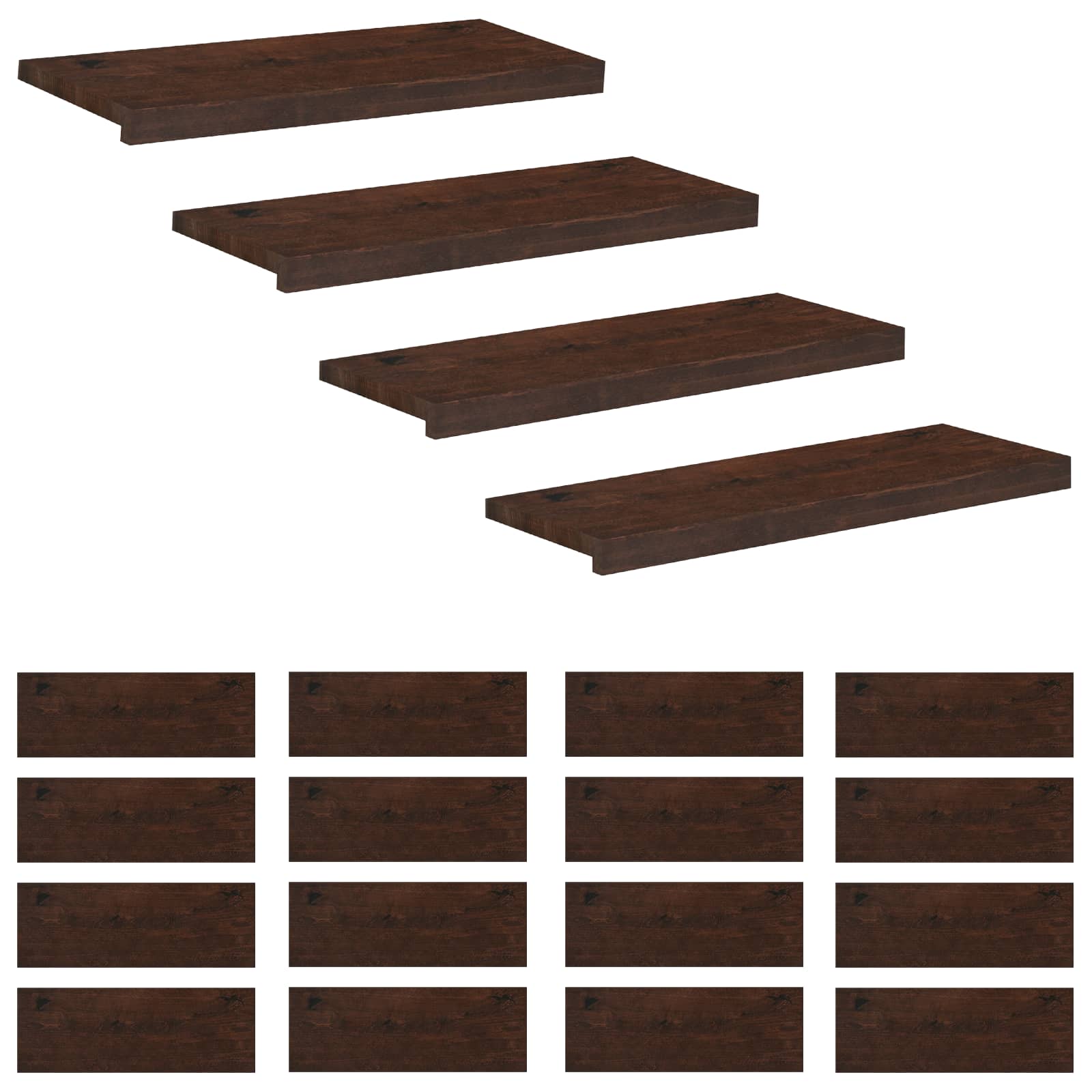 Traplopers 20 st 80 x 25 x 2 cm Donkerbruin Massief beukenhout image 1