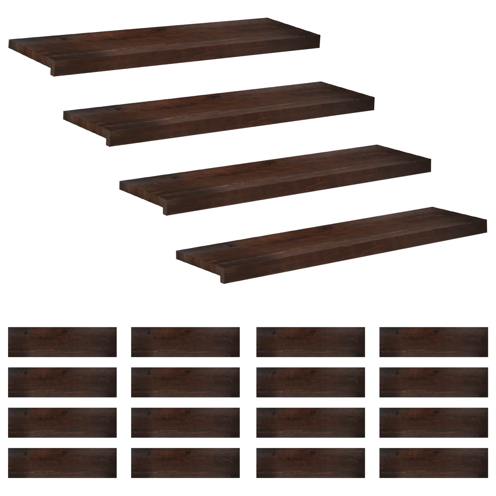 Traplopers 20 st 100 x 25 x 2 cm Donkerbruin Massief beukenhout image 2