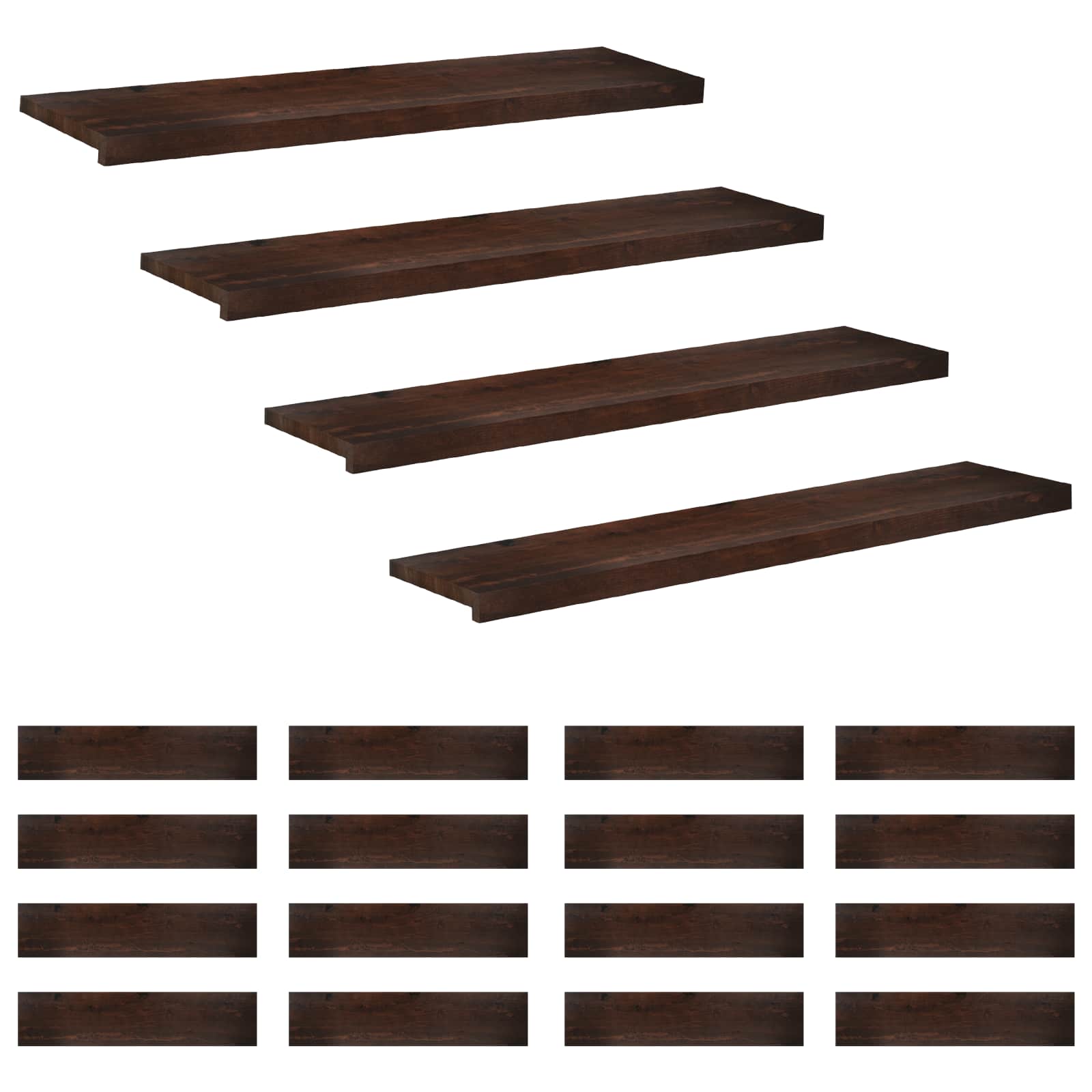 Traplopers 20 st 110 x 30 x 2 cm Donkerbruin Massief beukenhout image 1