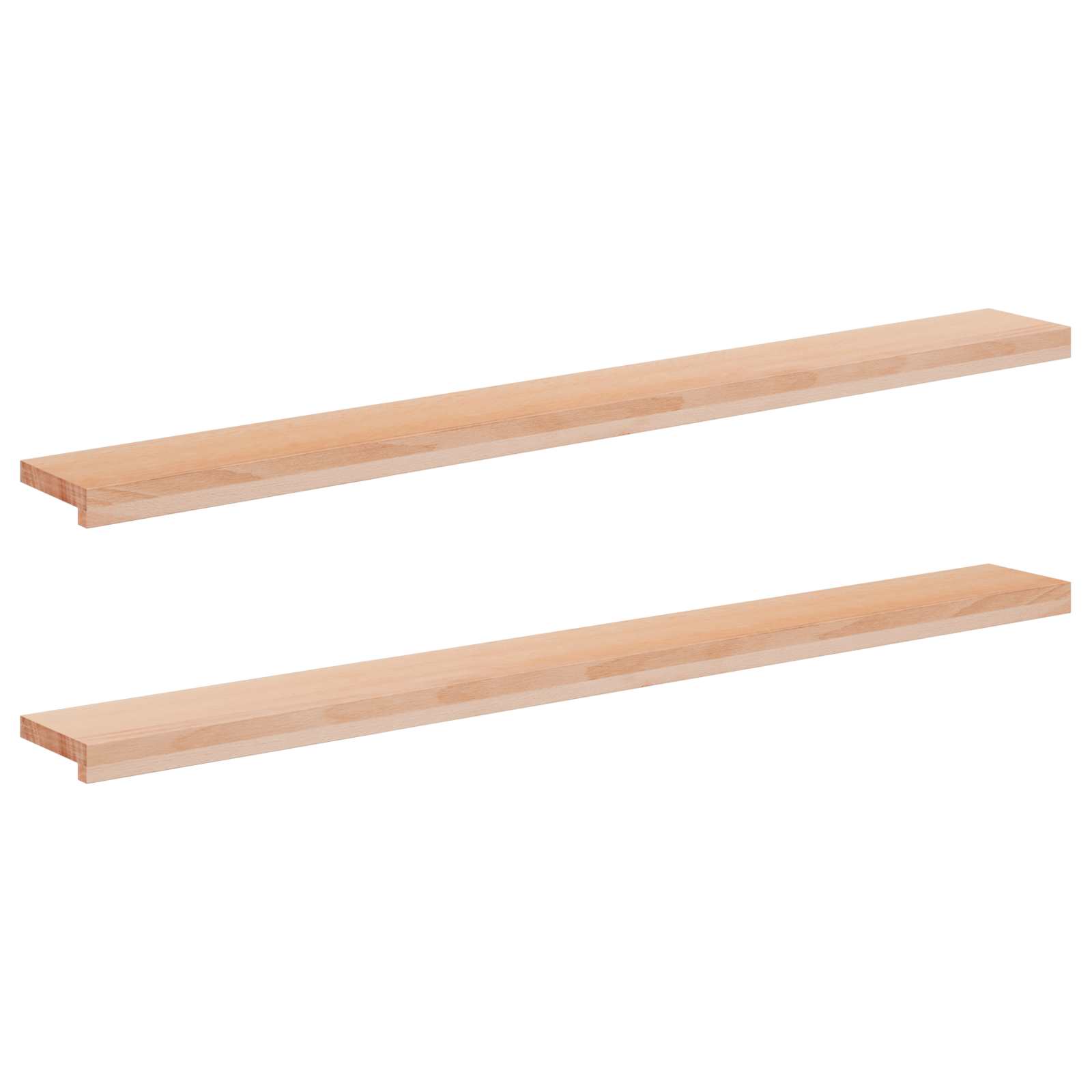 vidaXL Vindueskarme 2 stk. Naturfarvet 140 x 20 x 2 cm Solid bøg