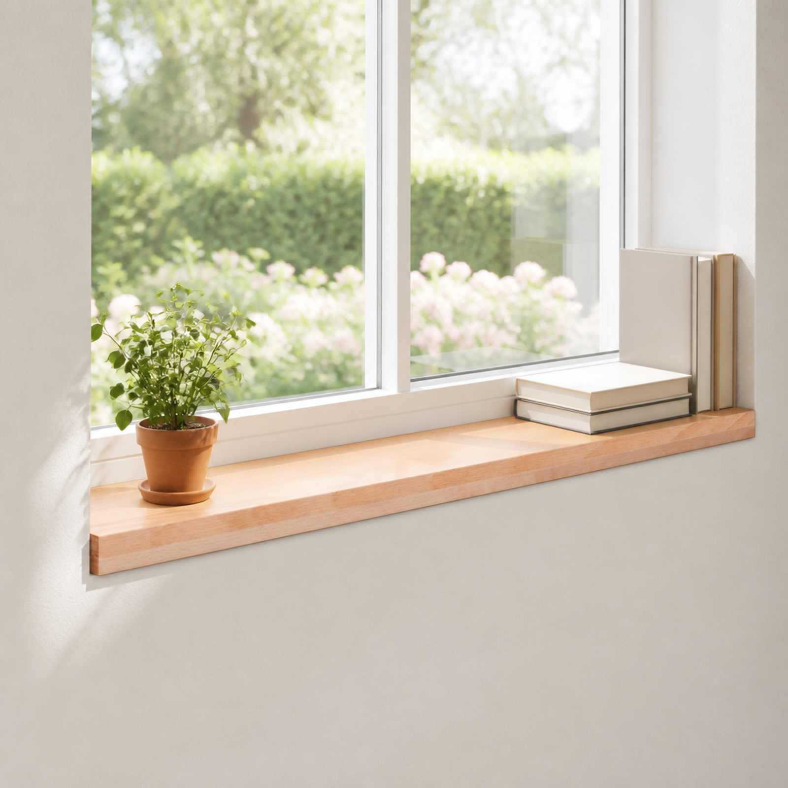 vidaXL Vindueskarme 2 stk. Naturfarvet 90 x 30 x 2 cm Solid bøg