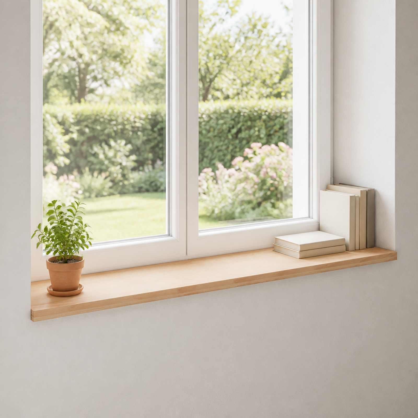 vidaXL Vindueskarme 2 stk. Naturfarvet 140 x 40 x 2 cm Solid bøg
