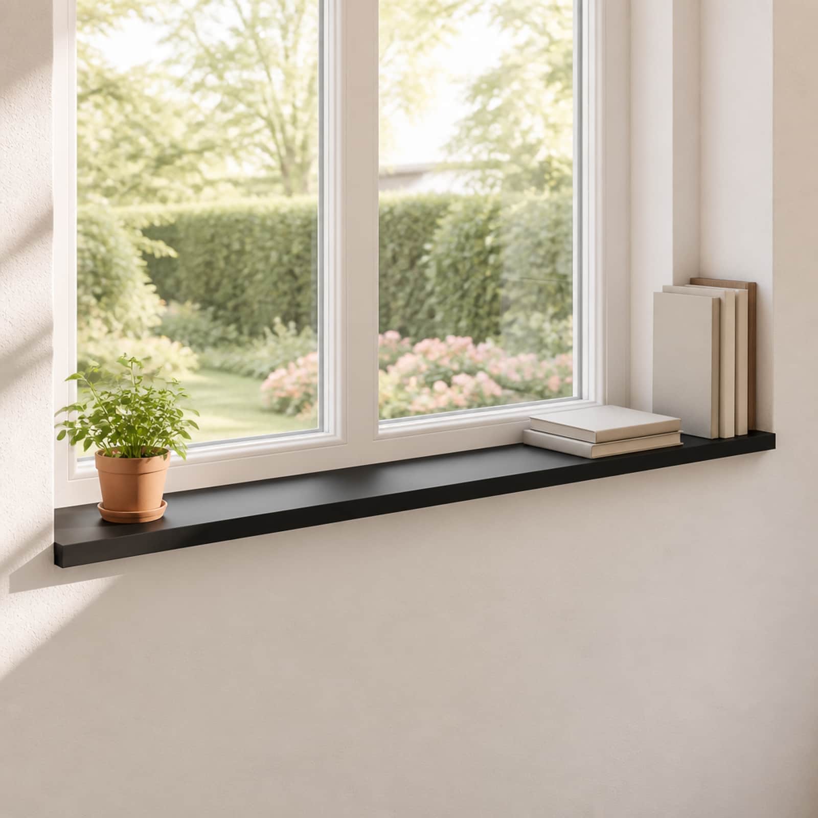 vidaXL Vindueskarme 2 stk. Sort 160 x 25 x 2 cm Solid bøg
