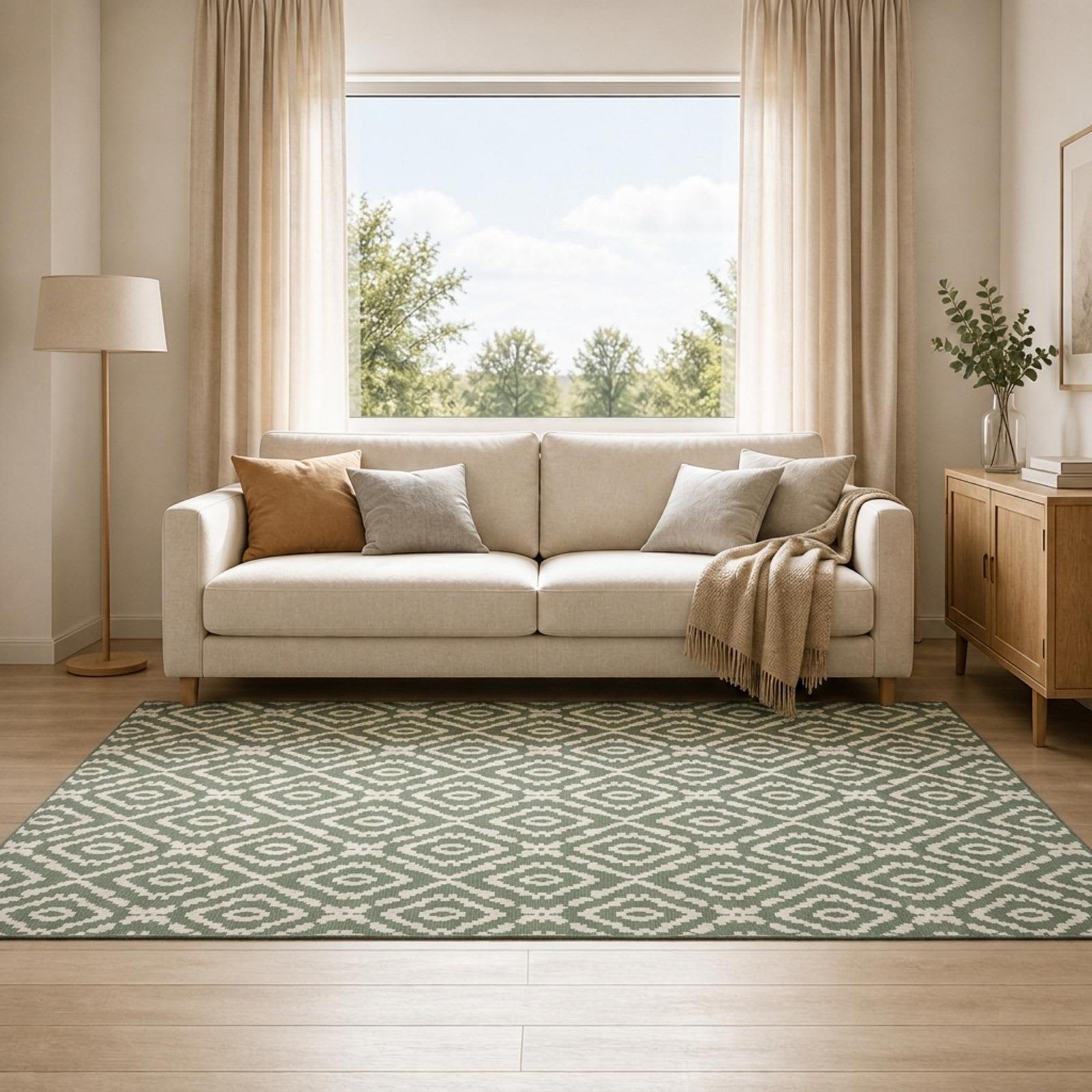 vidaXL Bereichsteppich OLITE Natürlich und Grün 160 x 230 cm PET – Bild 3