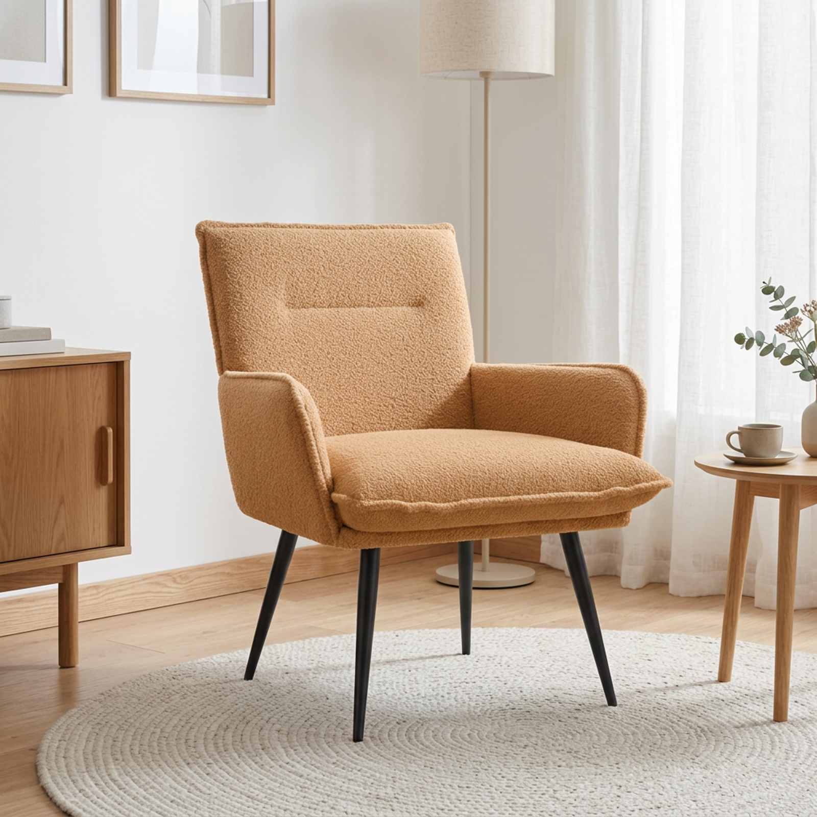 vidaXL Lænestol Beige Bouclé