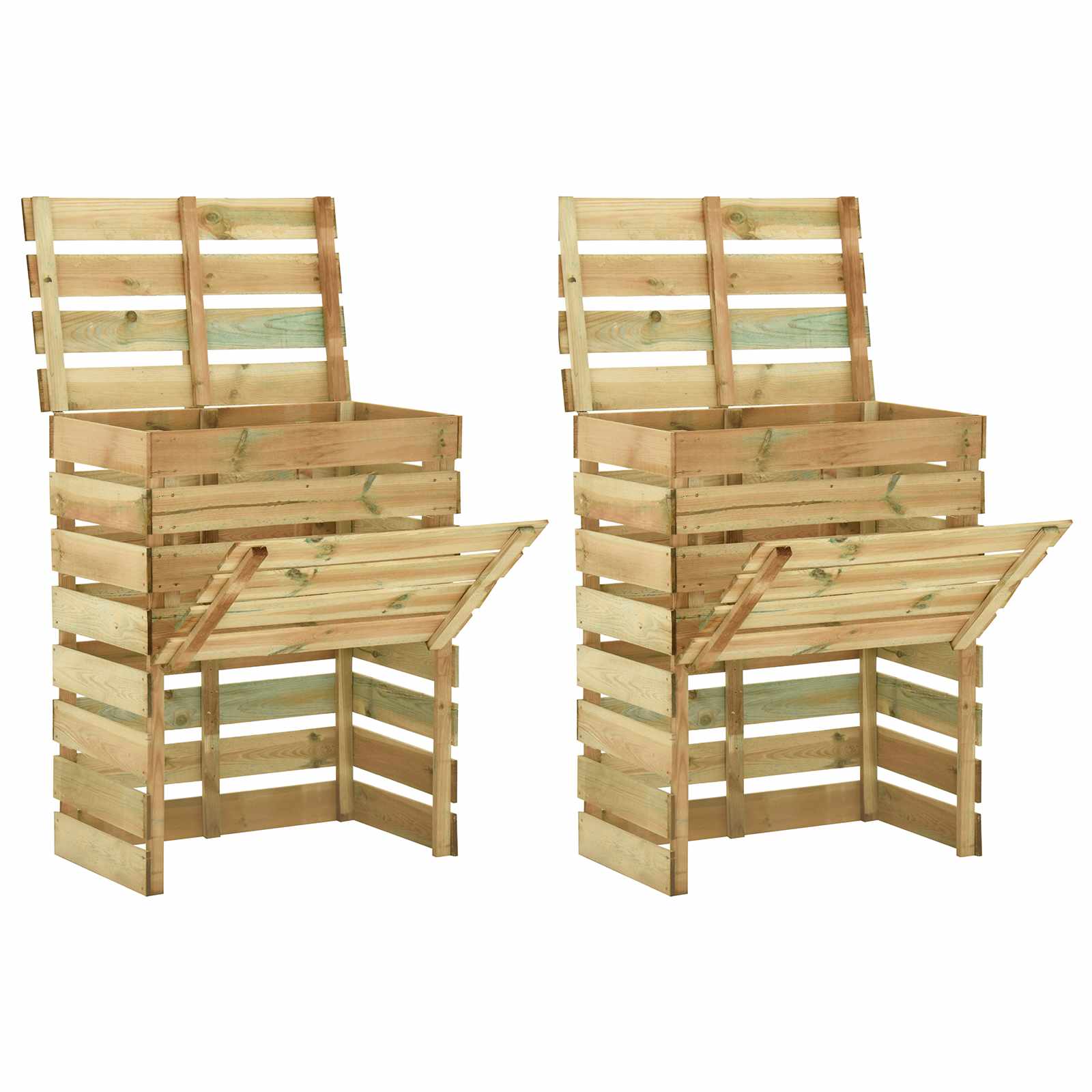 Latten tuincomposter 2 pcs Groen 110 x 58 x 113 cm image 1