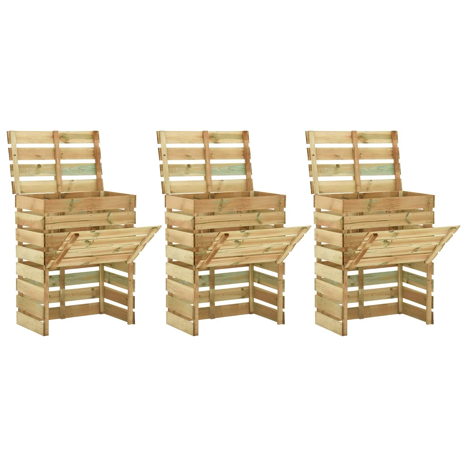 Latten tuincomposter 3 pcs Groen 110 x 58 x 113 cm image 1
