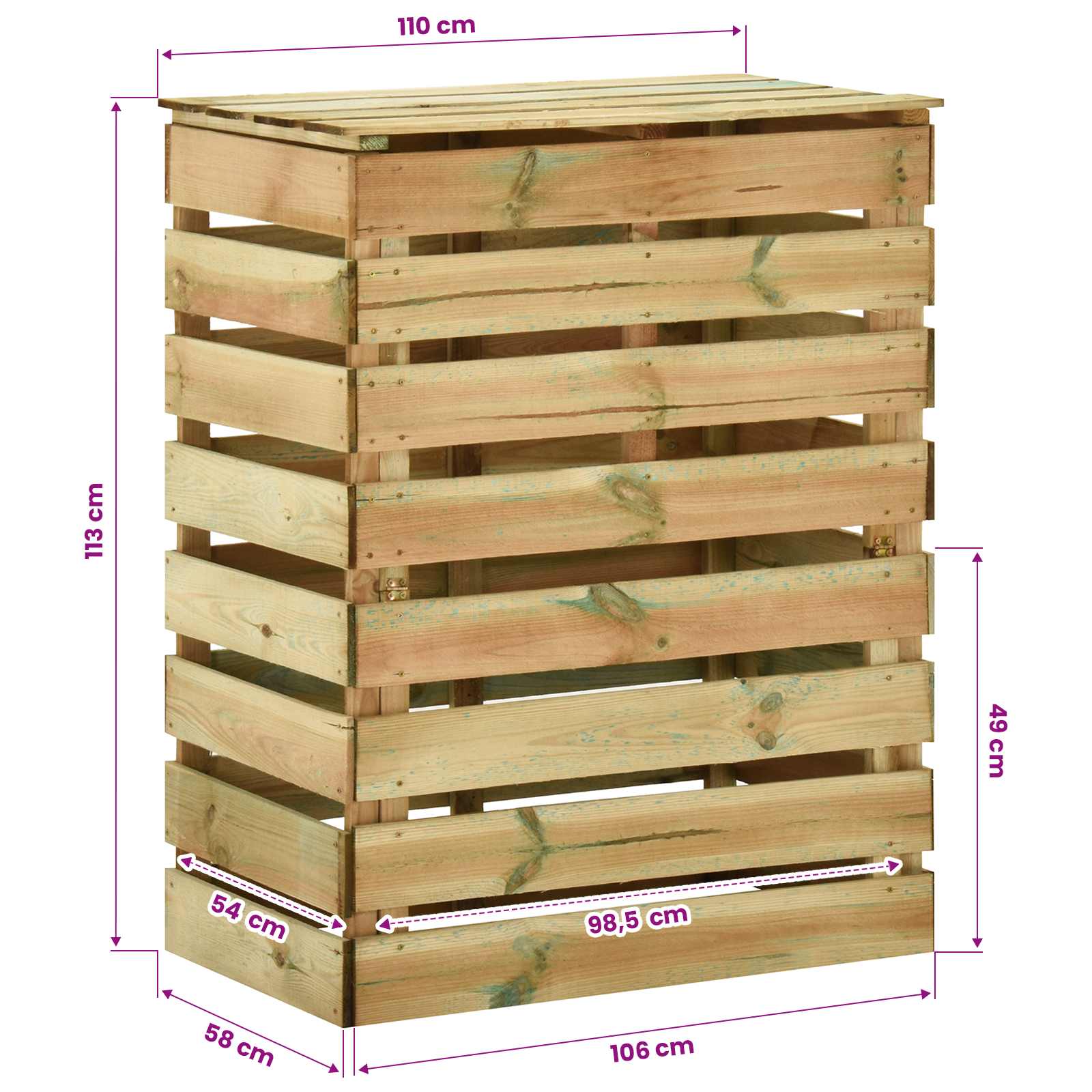 Latten tuincomposter 3 pcs Groen 110 x 58 x 113 cm image 8