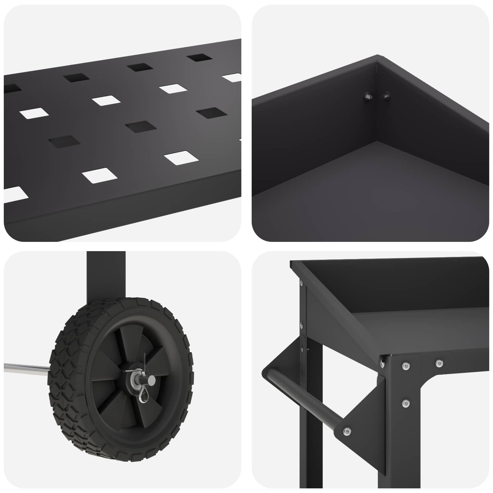 Pottafel met Wielen 96 x 50 x 89 cm Koudgewalst staal Zwart image 7