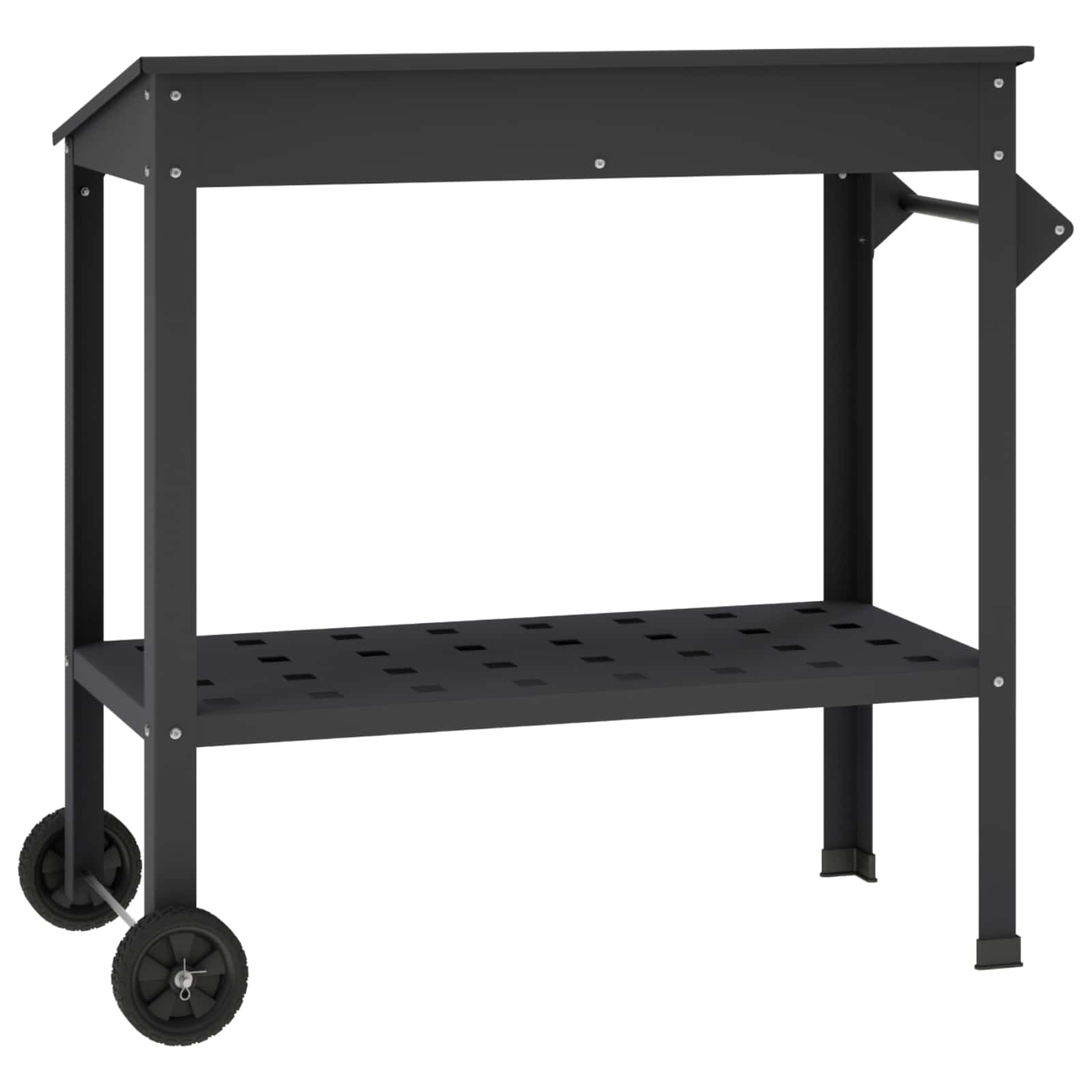 Pottafel met Wielen 96 x 50 x 89 cm Koudgewalst staal Zwart image 5