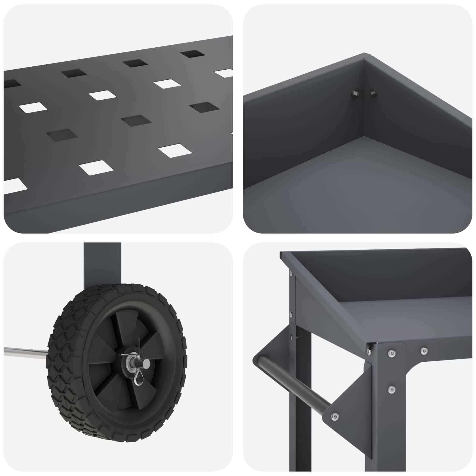 Pottafel met Wielen 96 x 50 x 89 cm Koudgewalst staal Antraciet image 7
