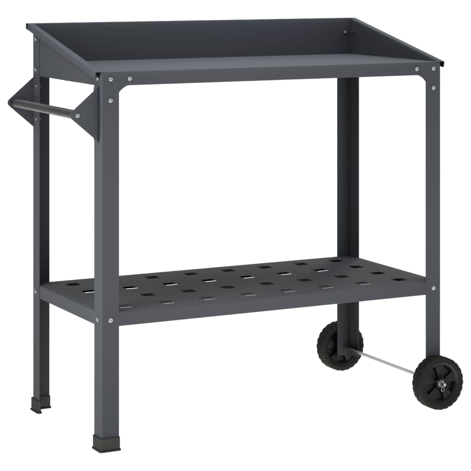 Pottafel met Wielen 96 x 50 x 89 cm Koudgewalst staal Antraciet image 2
