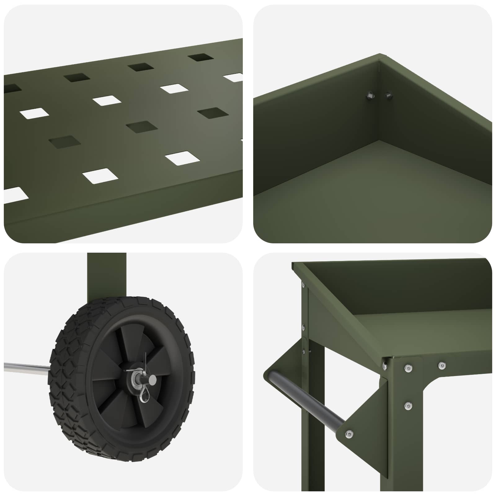 Pottafel met Wielen 96 x 50 x 89 cm Koudgewalst staal image 7