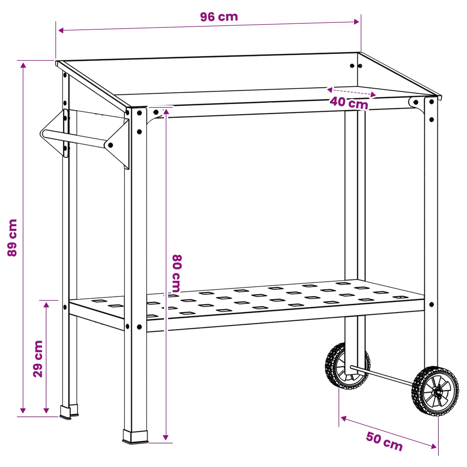 Pottafel met Wielen 96 x 50 x 89 cm Koudgewalst staal image 9