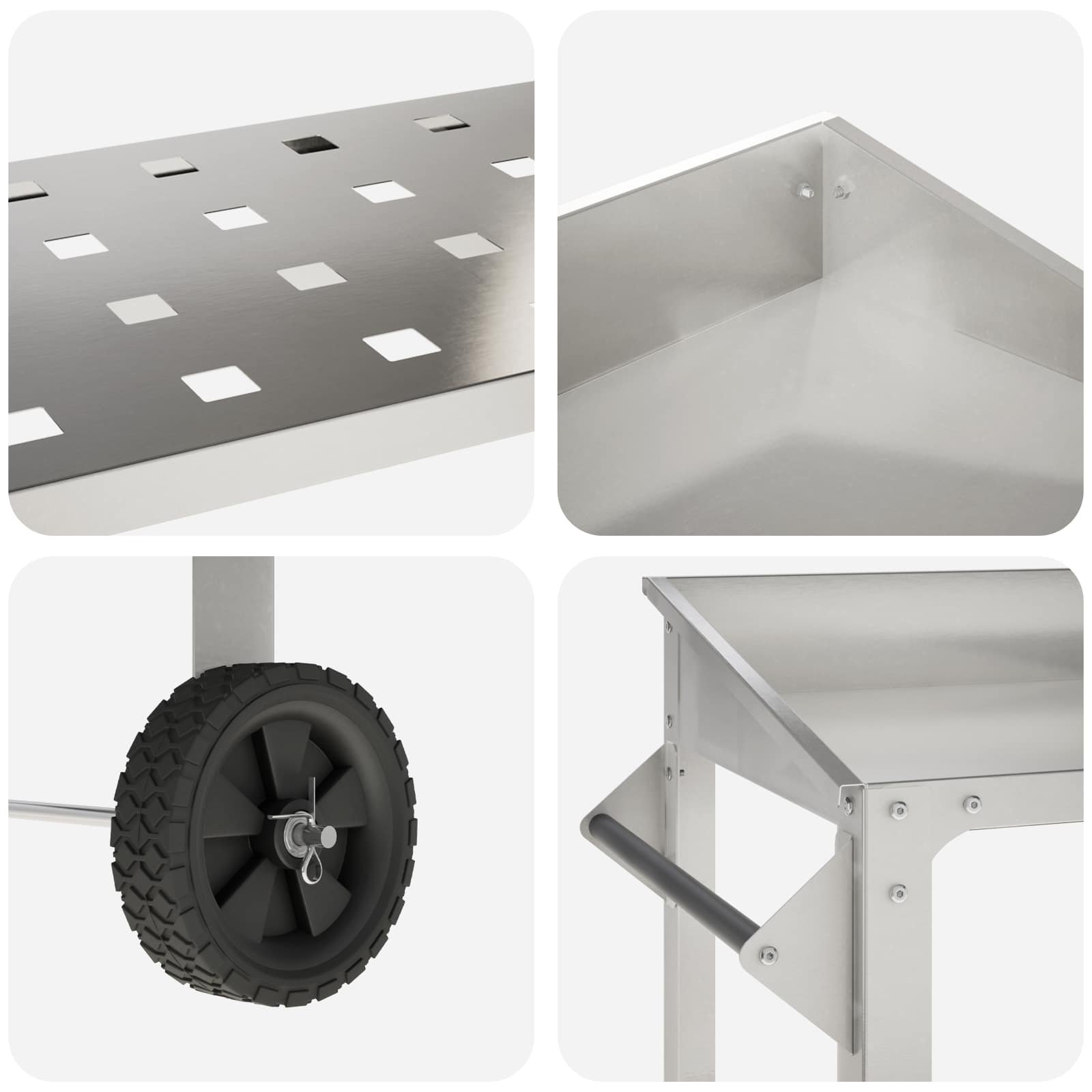 Pottafel met Wielen 96 x 50 x 89 cm Roestvrij staal zilver image 7