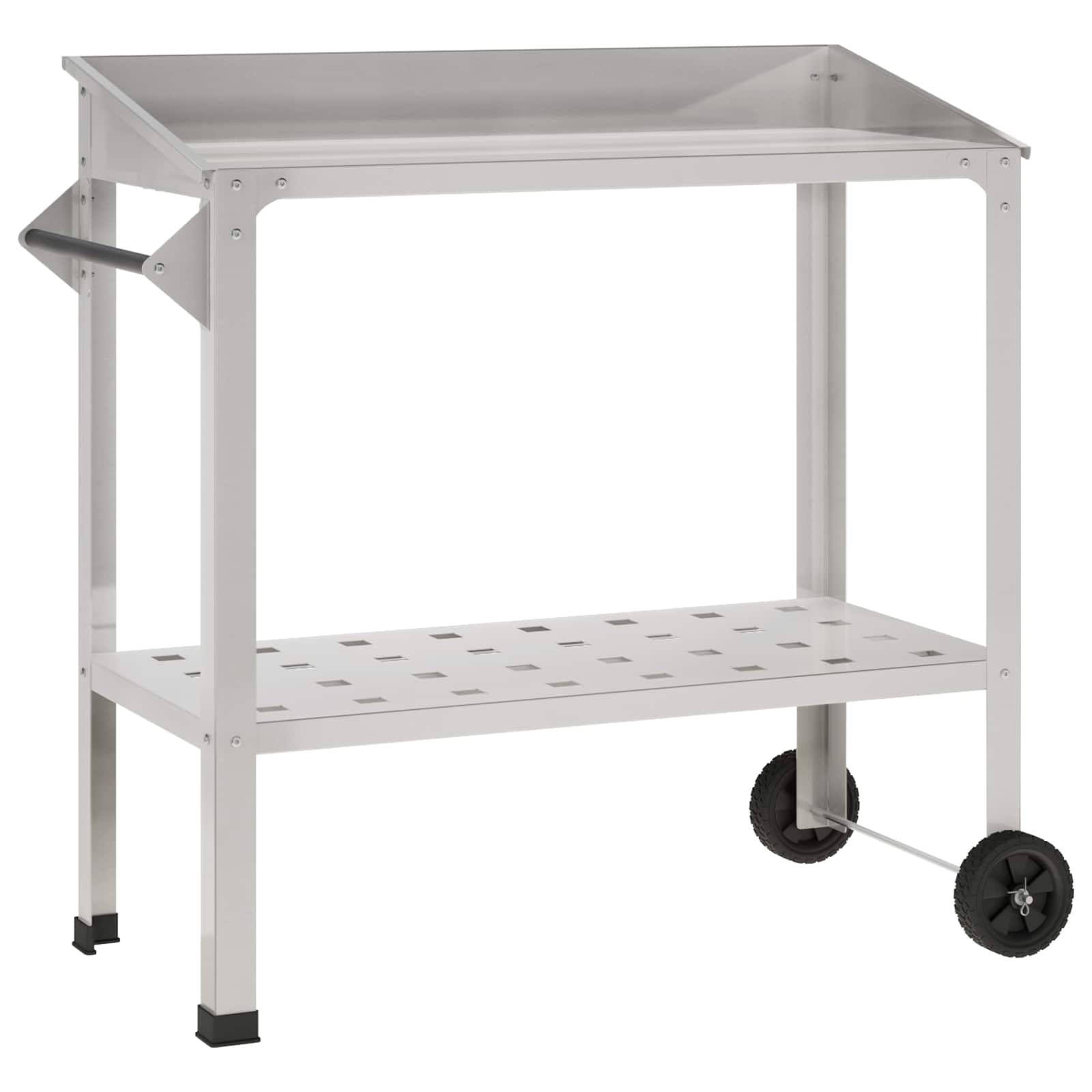 Pottafel met Wielen 96 x 50 x 89 cm Roestvrij staal zilver image 2