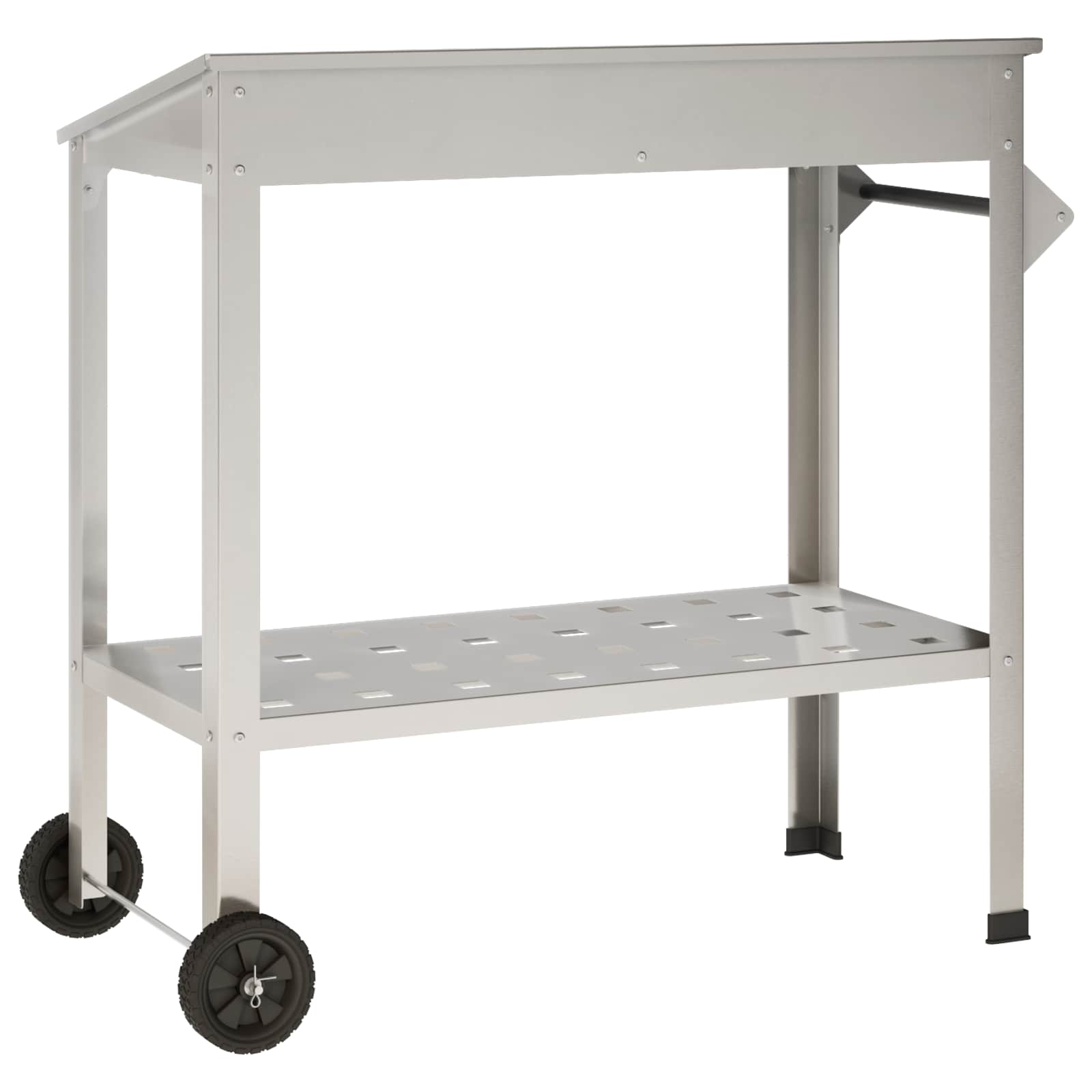 Pottafel met Wielen 96 x 50 x 89 cm Roestvrij staal zilver image 5